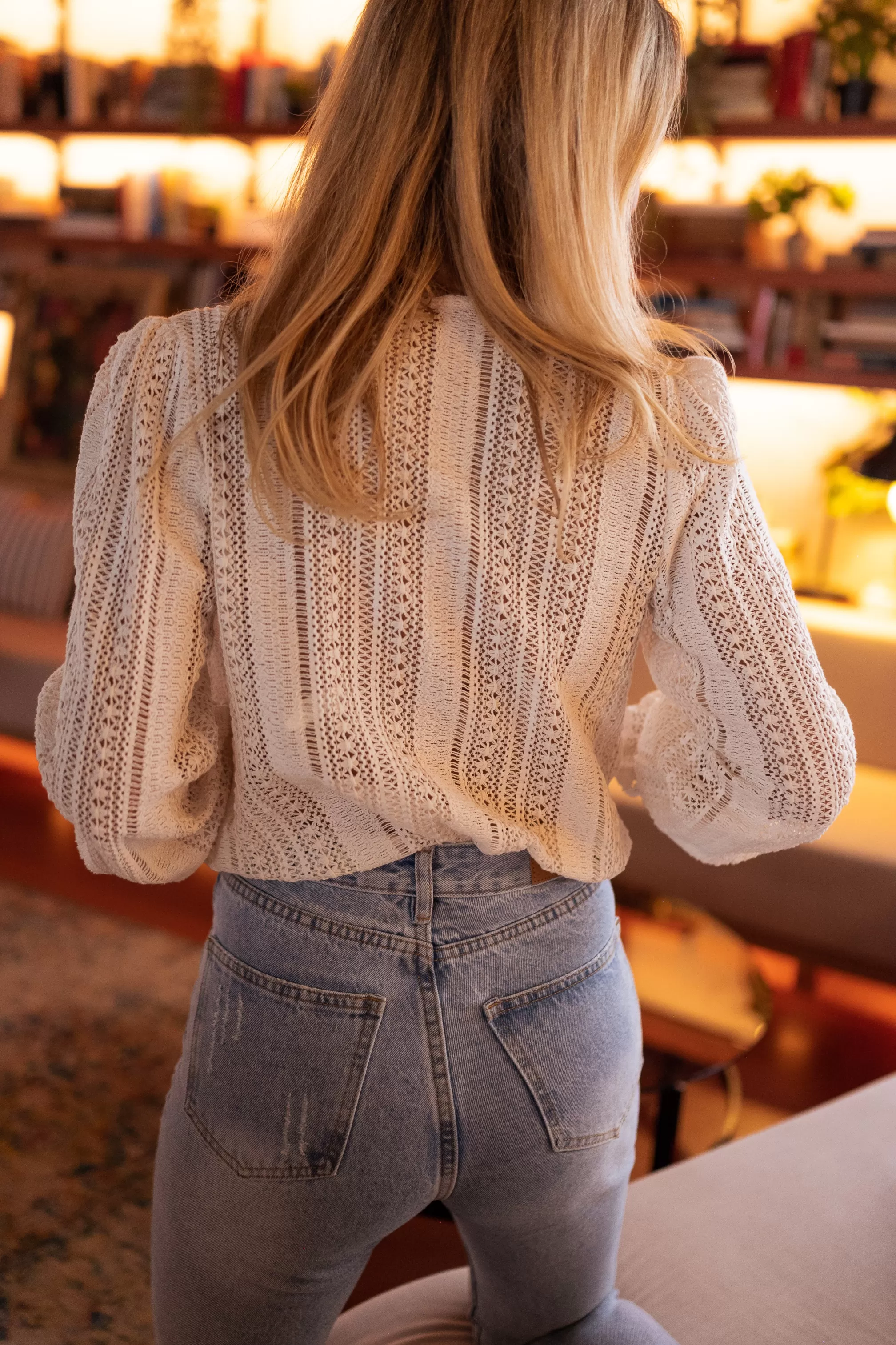 Arlyne Blouse Ecru In Crochet | Blouse V-neck Openwork | Ready To-Porter Online | -Easy Clothes Discount