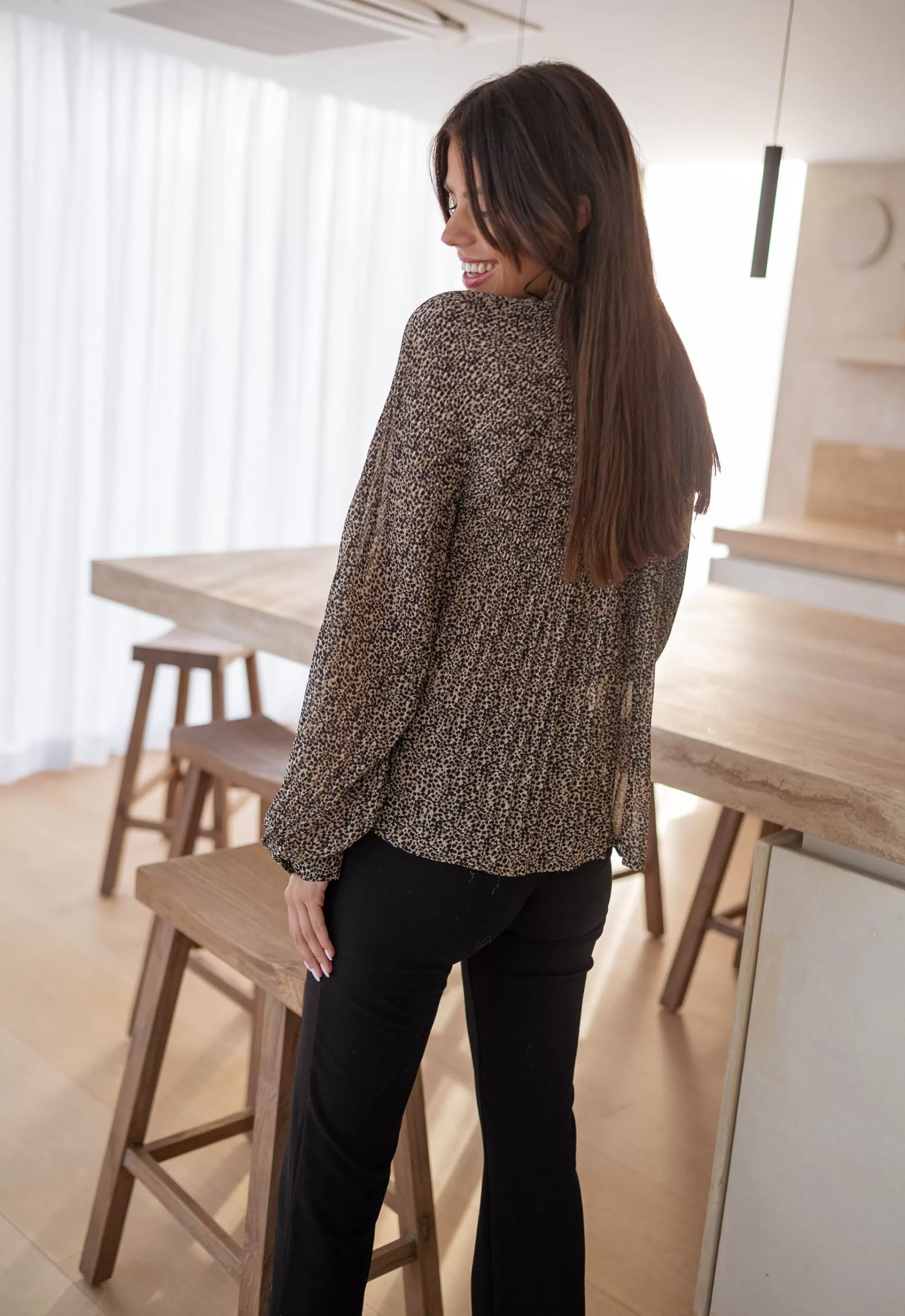 Blouse Malorie Taupe à Pois | Blouse Féminine | Prêt-à-porter En Ligne | -Easy Clothes Best Sale
