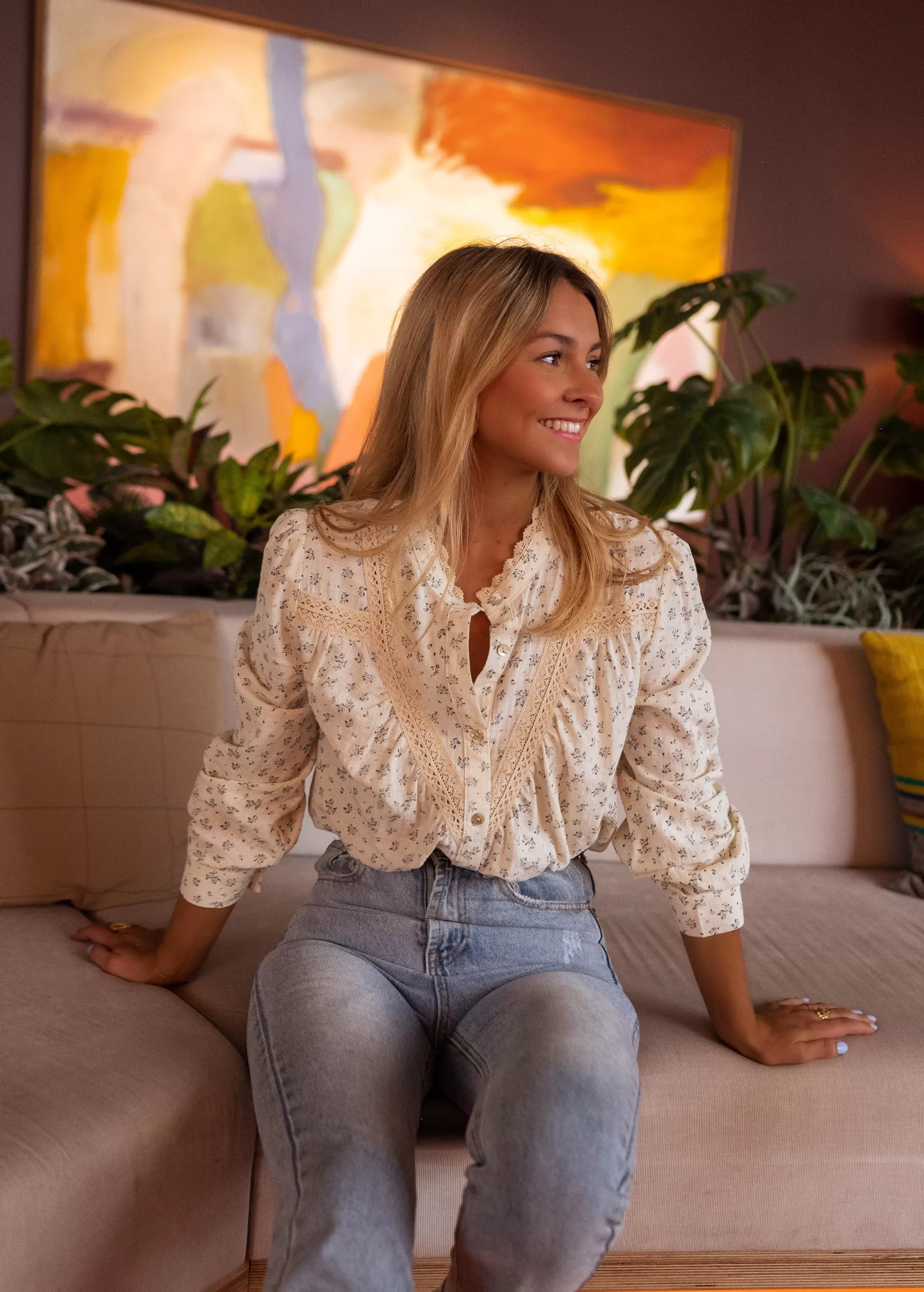 Brida Beige Flower Shirt | Shirt Floral Trend | Ready To-Porter Online | -Easy Clothes New