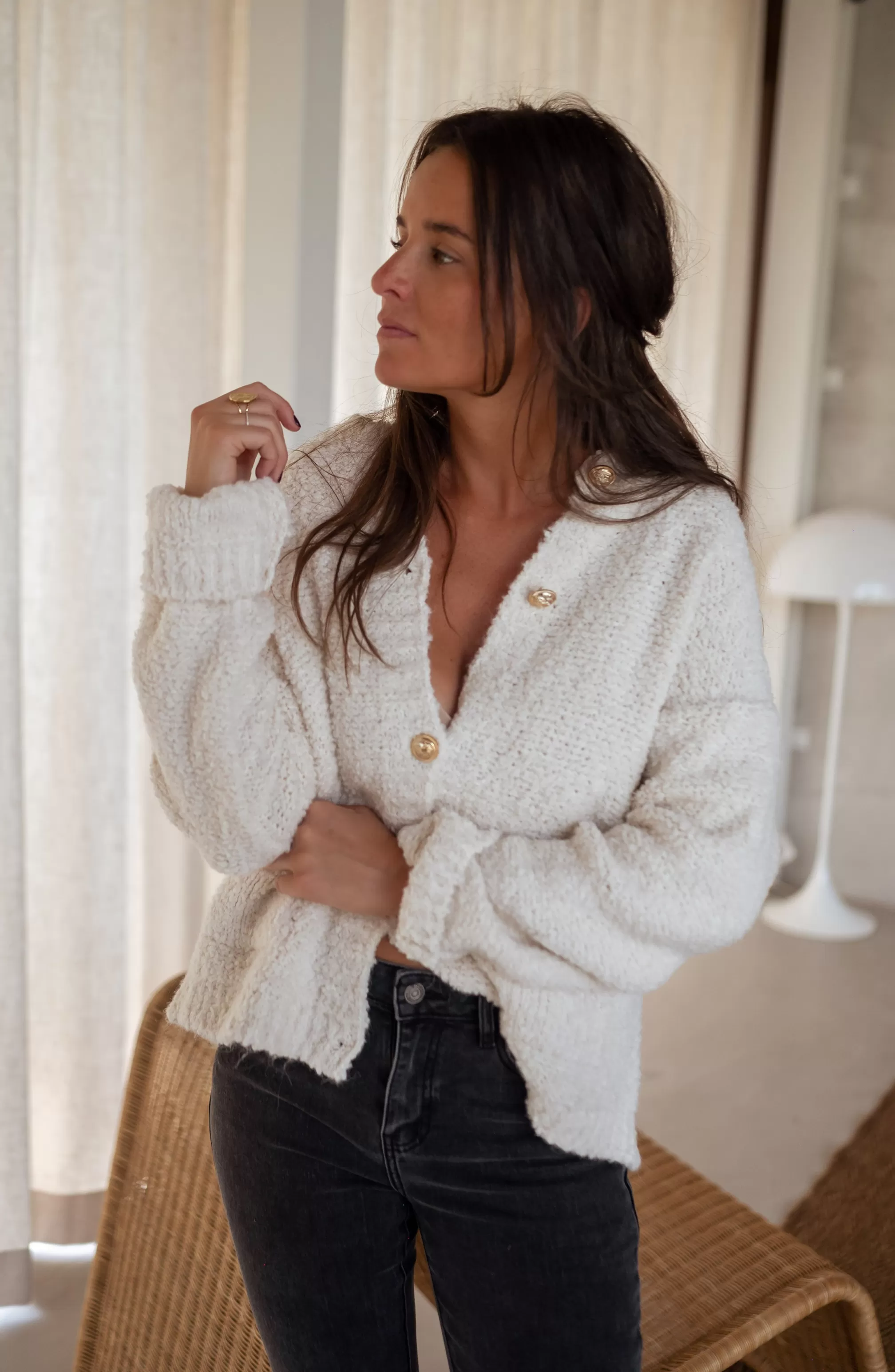 Cardigan Charly Ecru - -Easy Clothes Cheap