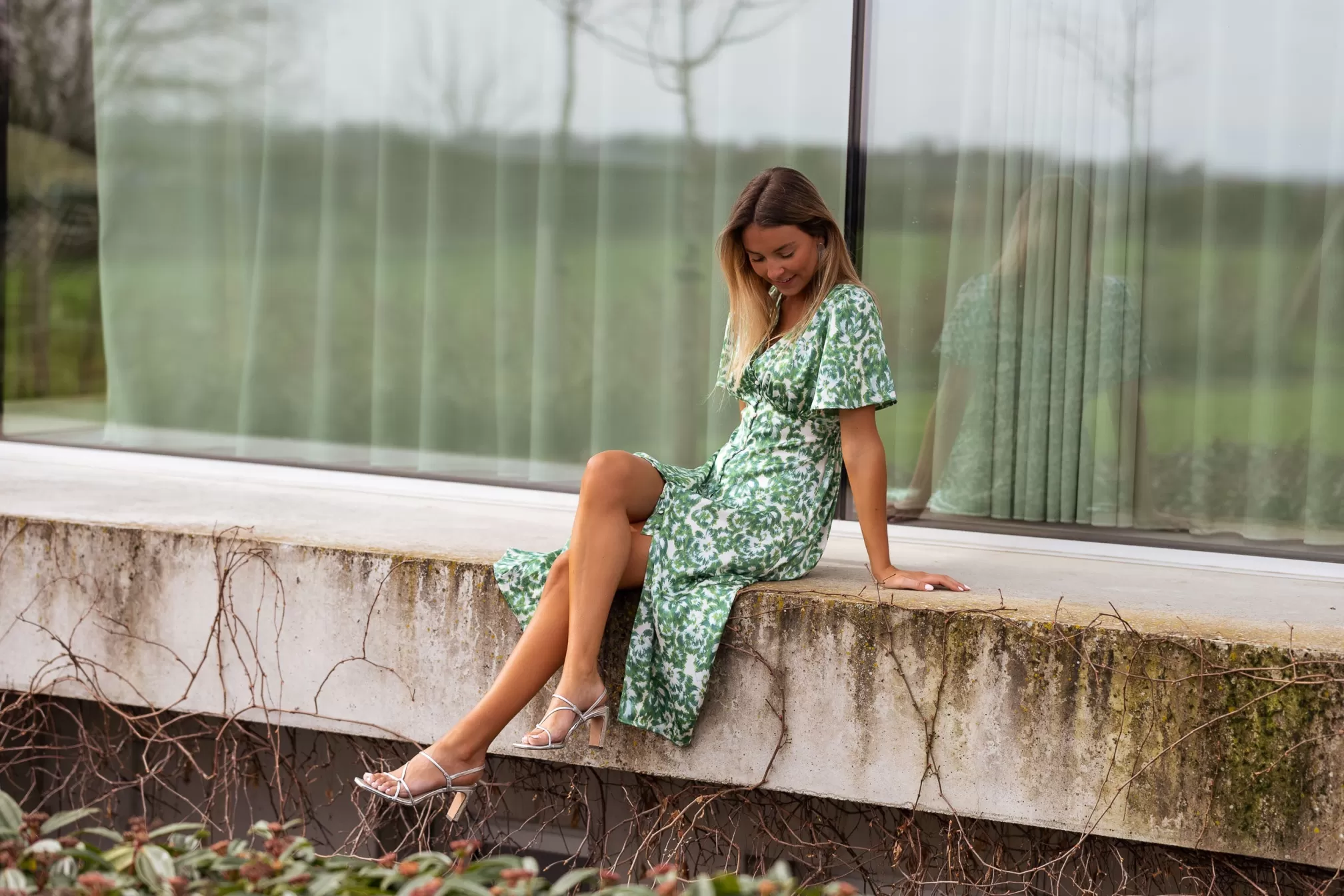 Dress ADENA Green Patterned | Dress Noon Patterned | Ready To-Porter Online | -Easy Clothes Clearance