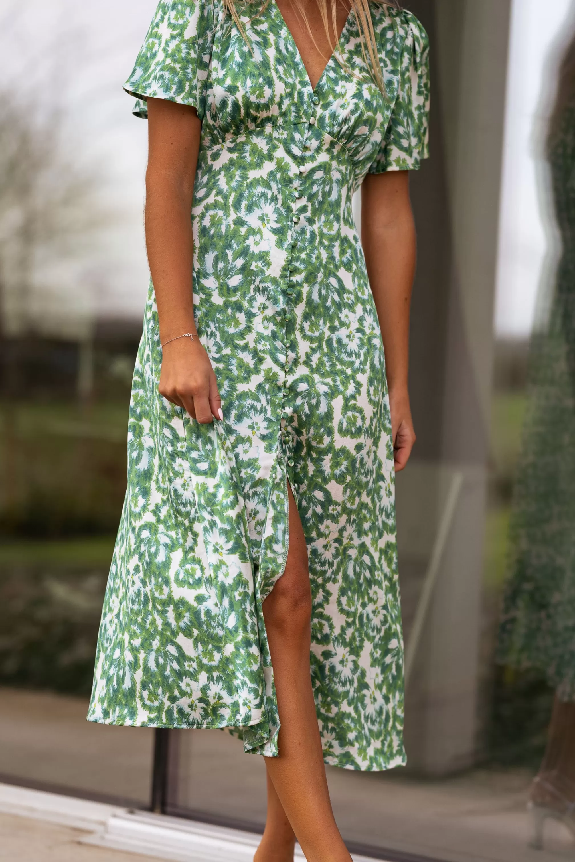Dress ADENA Green Patterned | Dress Noon Patterned | Ready To-Porter Online | -Easy Clothes Clearance
