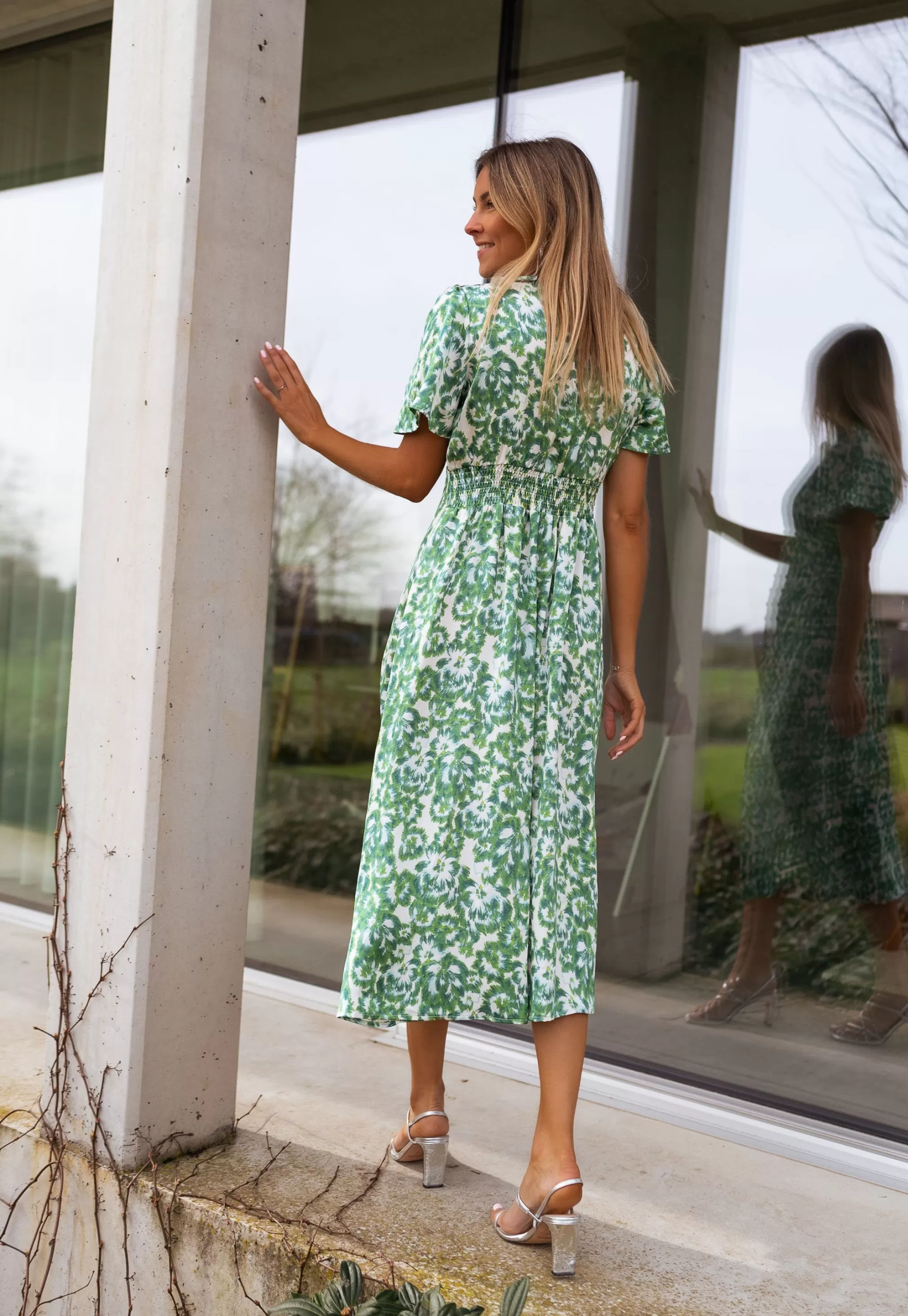 Dress ADENA Green Patterned | Dress Noon Patterned | Ready To-Porter Online | -Easy Clothes Clearance