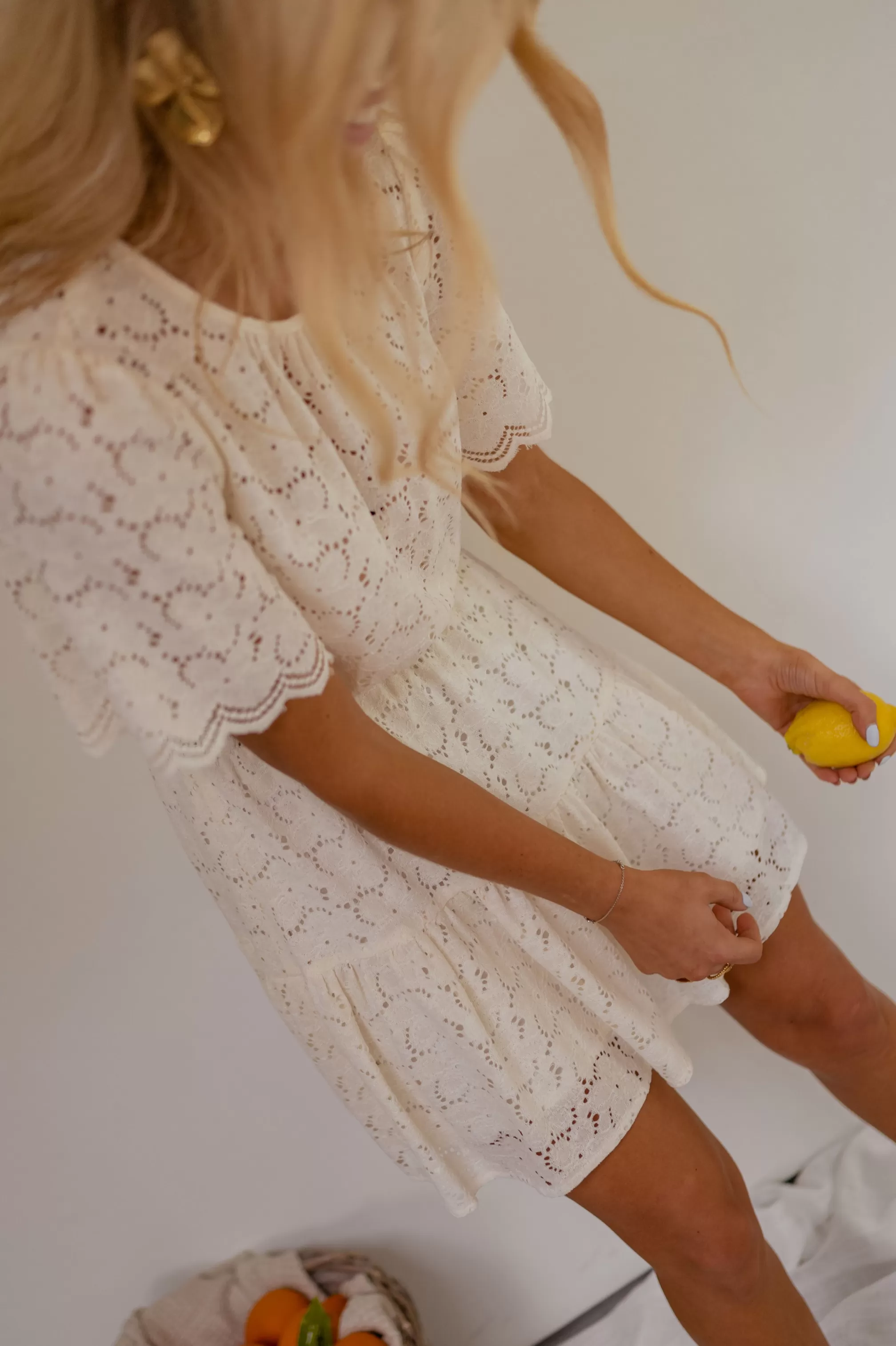 Dress Almane Ecru | Mini Dress In Lace | Ready To-Porter Online | -Easy Clothes Cheap