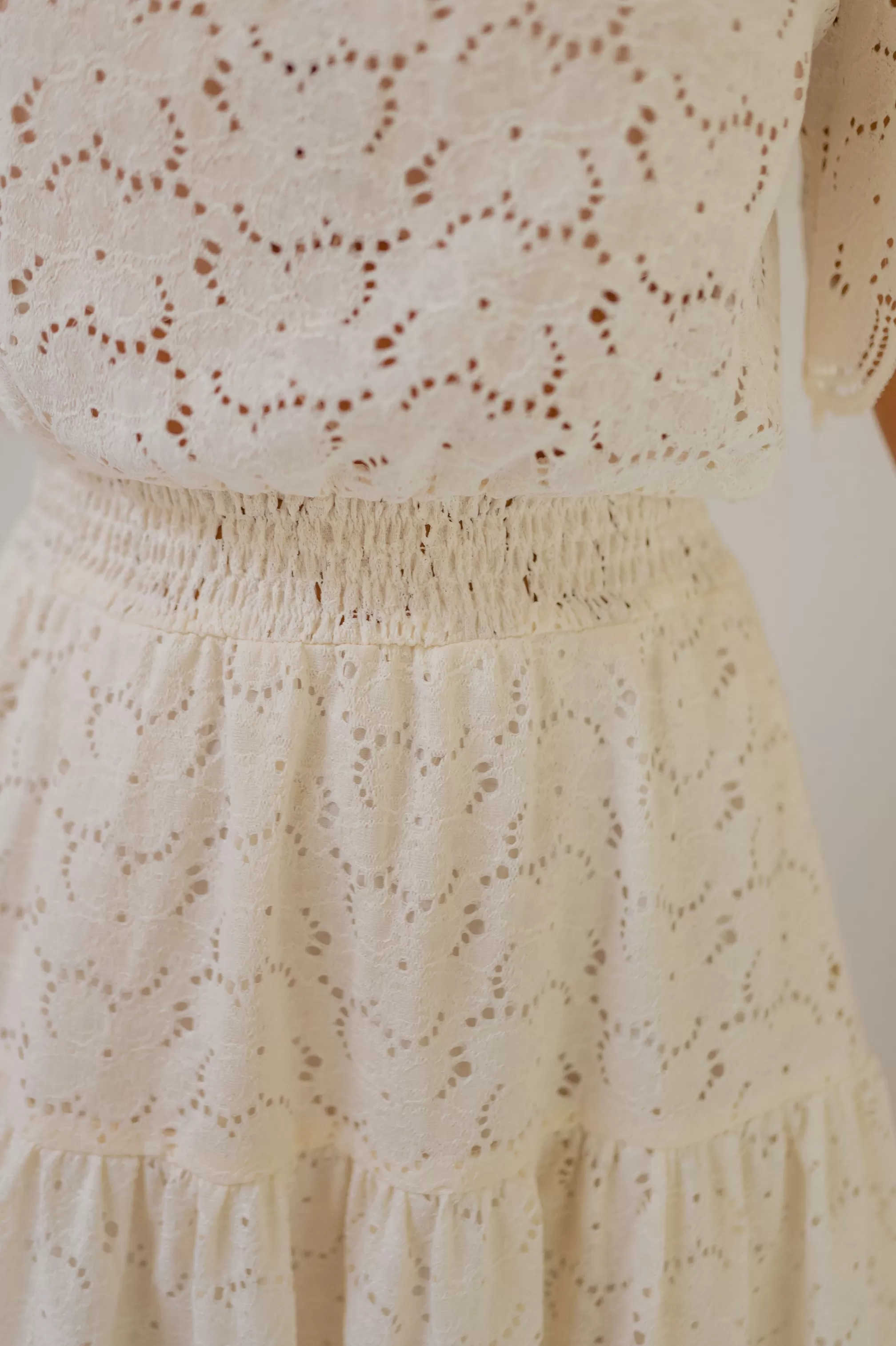 Dress Almane Ecru | Mini Dress In Lace | Ready To-Porter Online | -Easy Clothes Cheap
