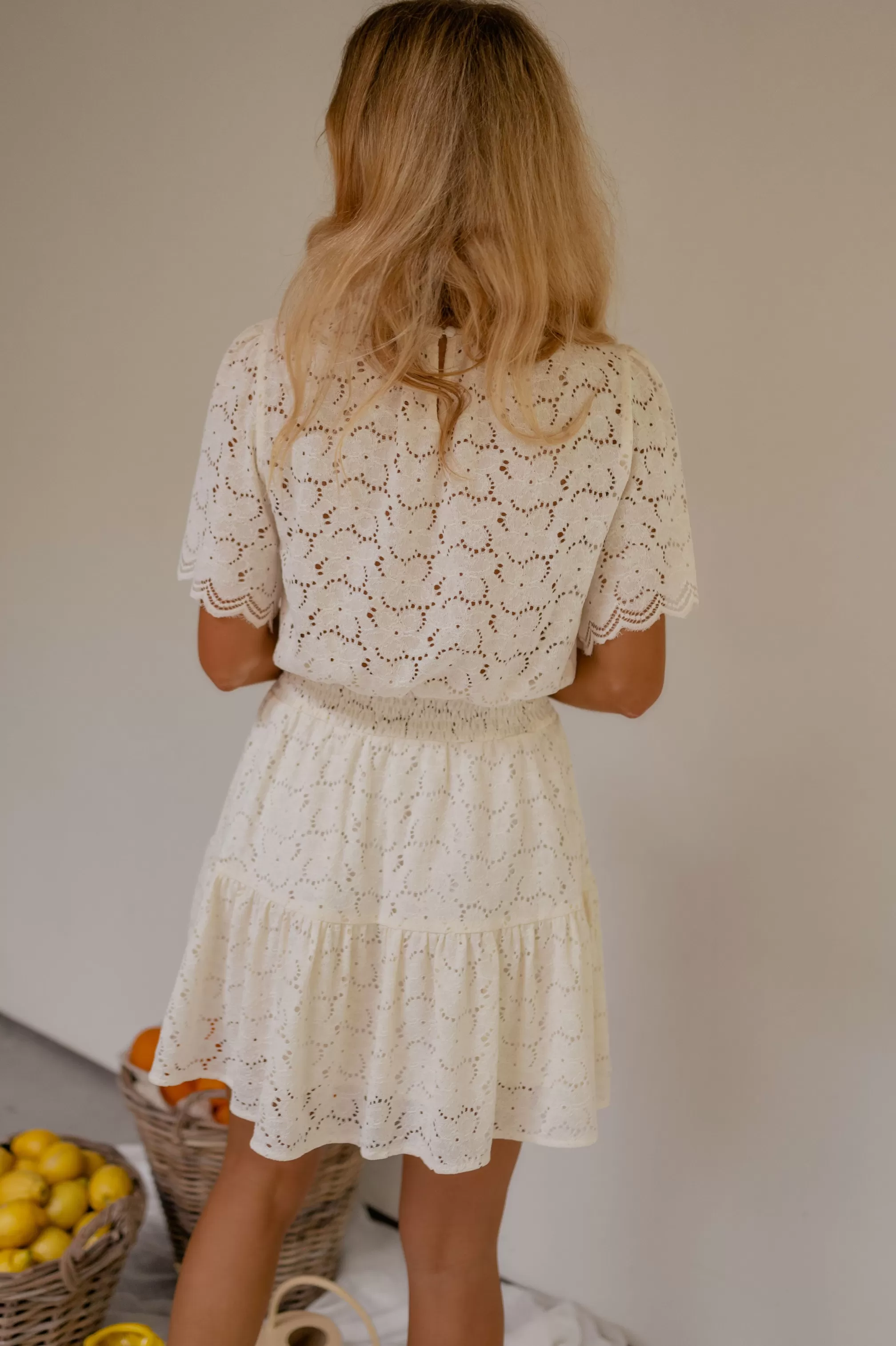 Dress Almane Ecru | Mini Dress In Lace | Ready To-Porter Online | -Easy Clothes Cheap