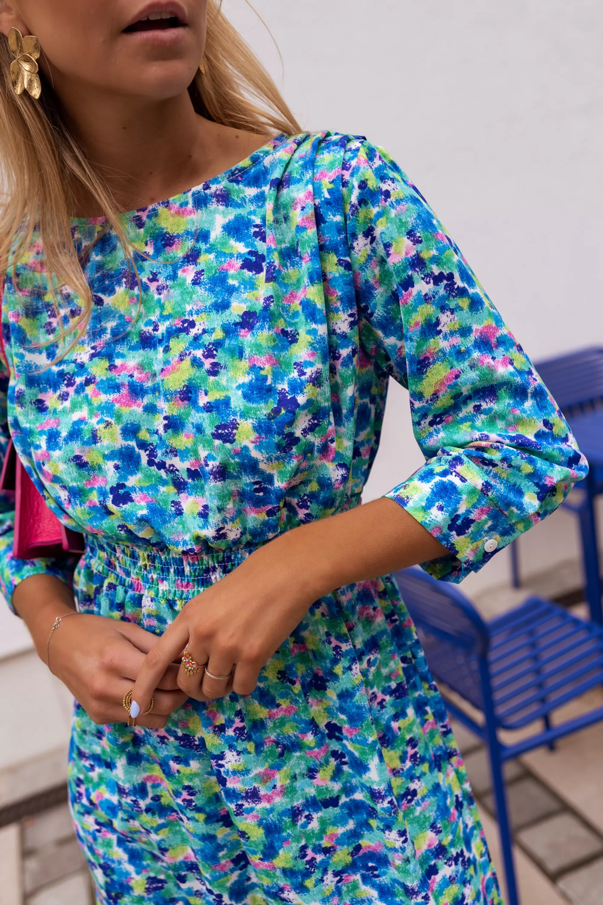 Dress Bathy Blue Patterned | Dress Short Blue Floral | Ready To-Porter Online | -Easy Clothes Best