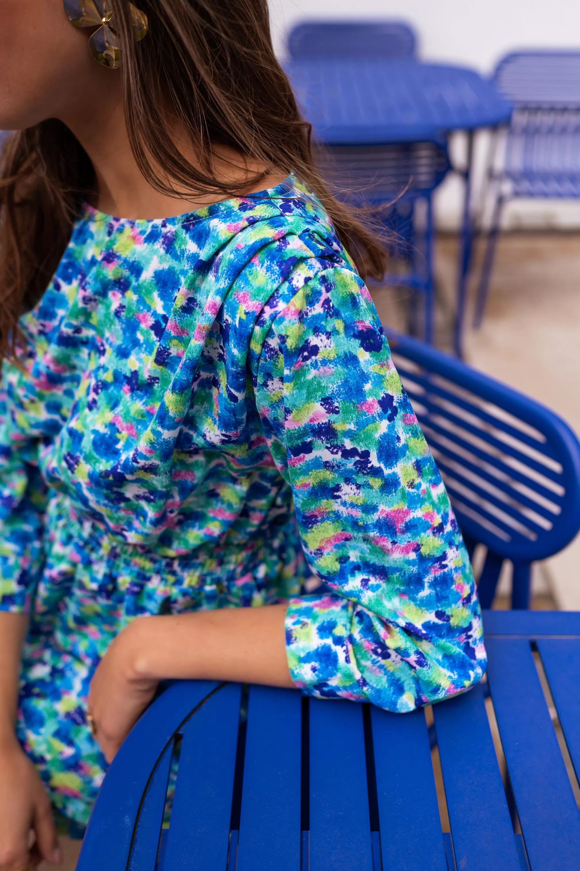 Dress Bathy Blue Patterned | Dress Short Blue Floral | Ready To-Porter Online | -Easy Clothes Best