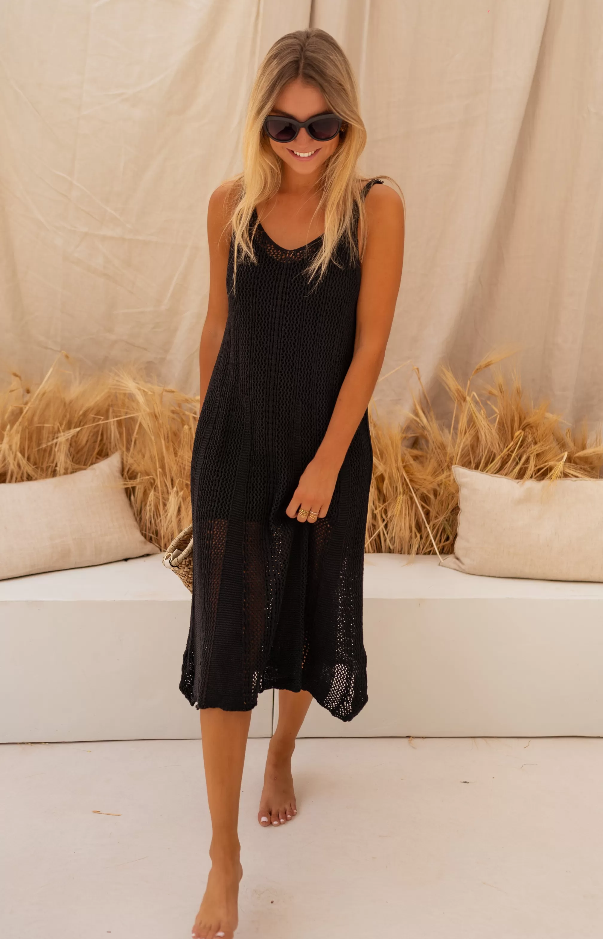 Dress Black In Crochet - -Easy Clothes Cheap