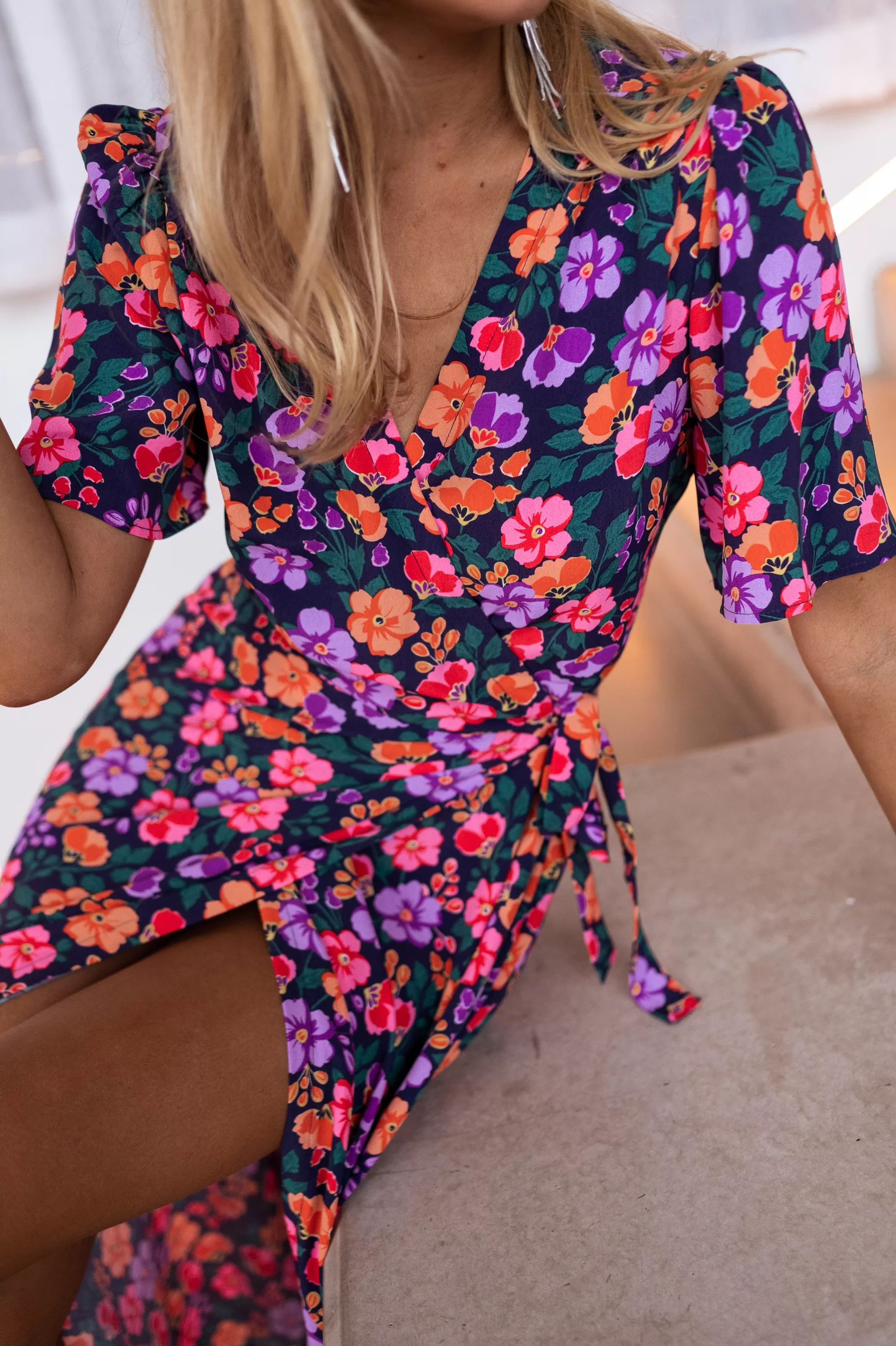 Dress Blue Lylia With Flowers | Dress Hidden-heart Floral | Ready To-Porter Online | -Easy Clothes Best Sale