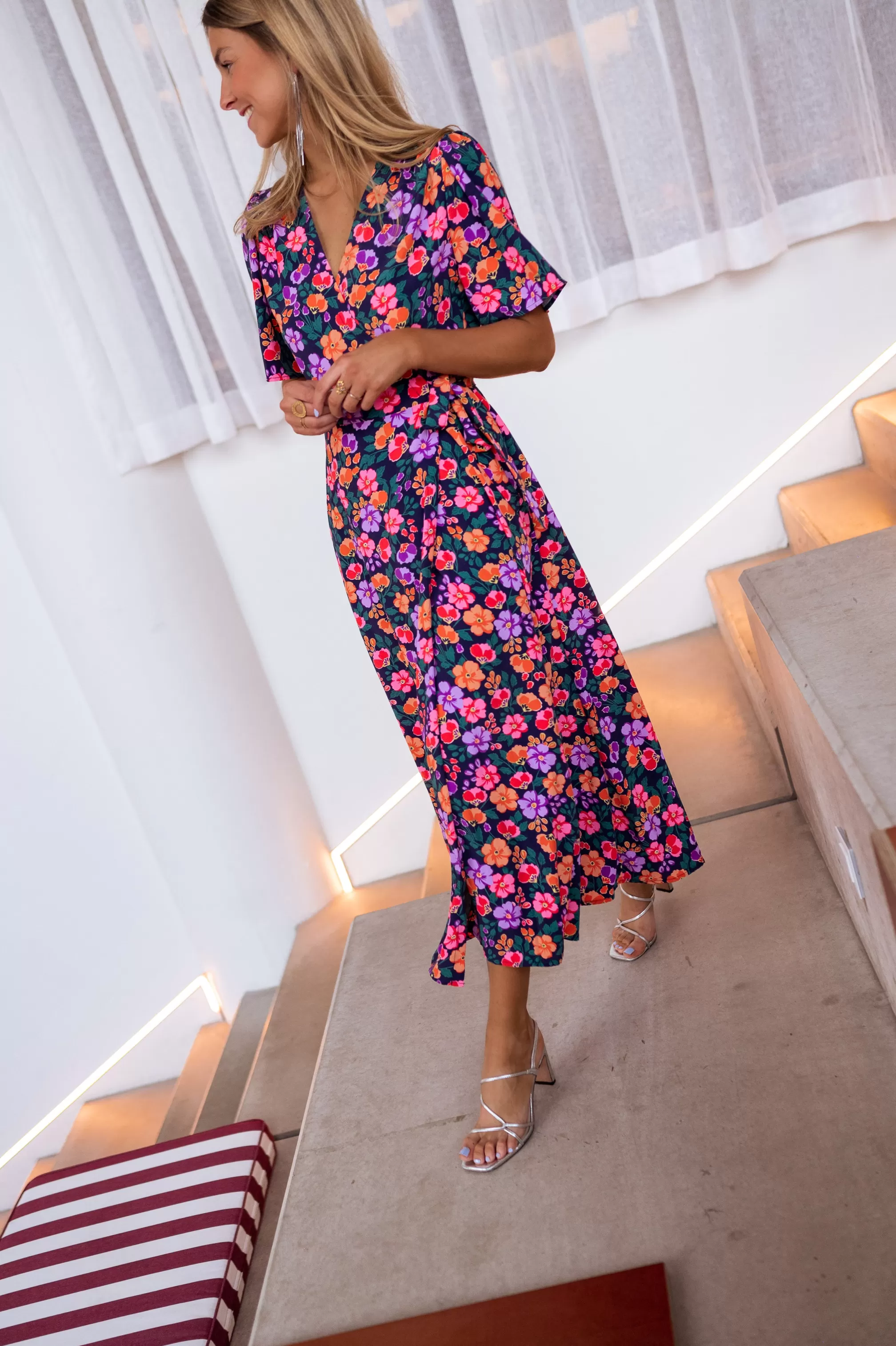 Dress Blue Lylia With Flowers | Dress Hidden-heart Floral | Ready To-Porter Online | -Easy Clothes Best Sale