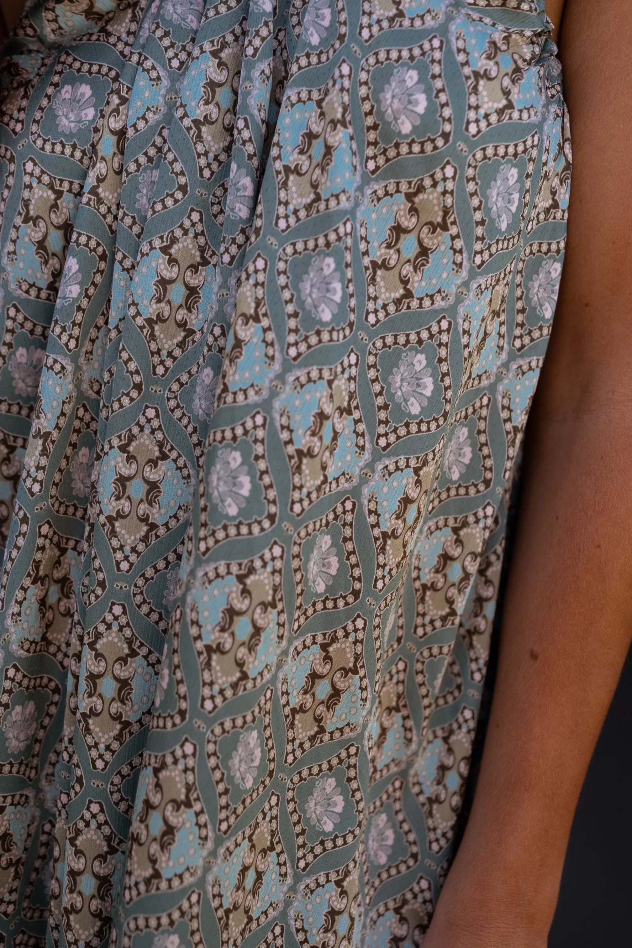 Dress Lola Verte Patterned | Dress Large Trapeze | Ready To-Porter Online | -Easy Clothes Shop