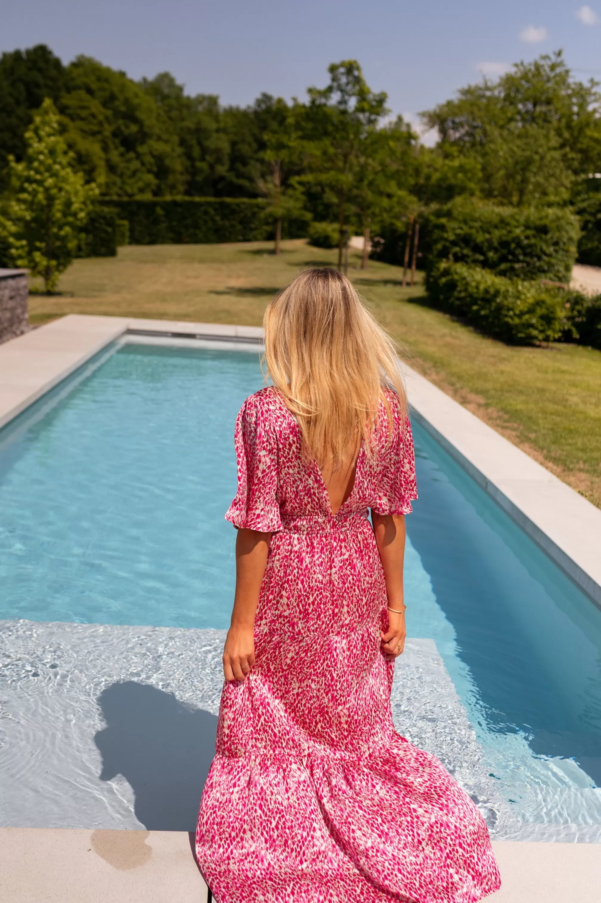 Dress Sienna Pink Patterned | Long DressColorful | Ready To-Porter Online | -Easy Clothes Outlet