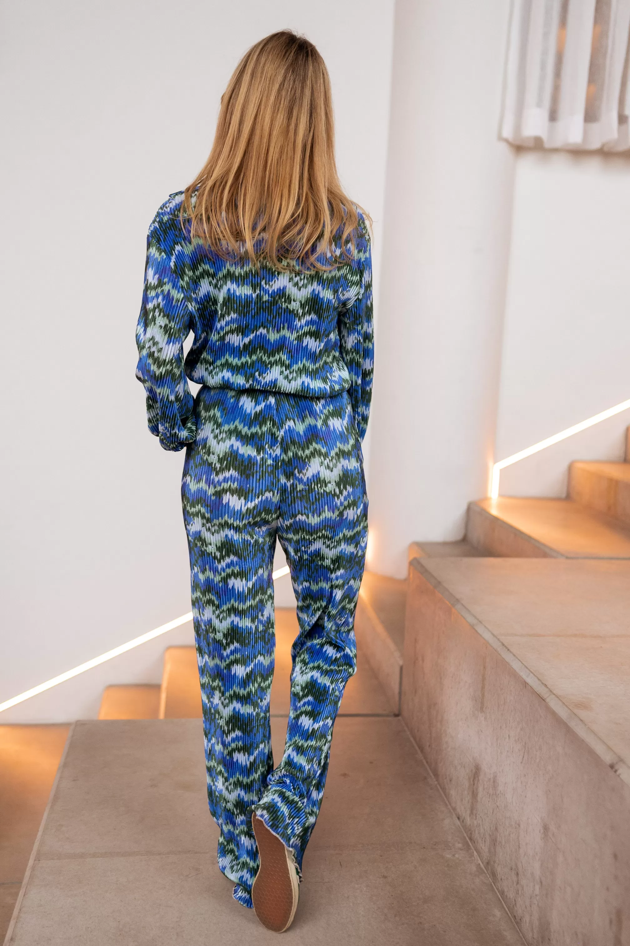 Gleda Green And Blue Blouse | Pleated Blouse Patterned | Ready To-Porter Online | -Easy Clothes Outlet