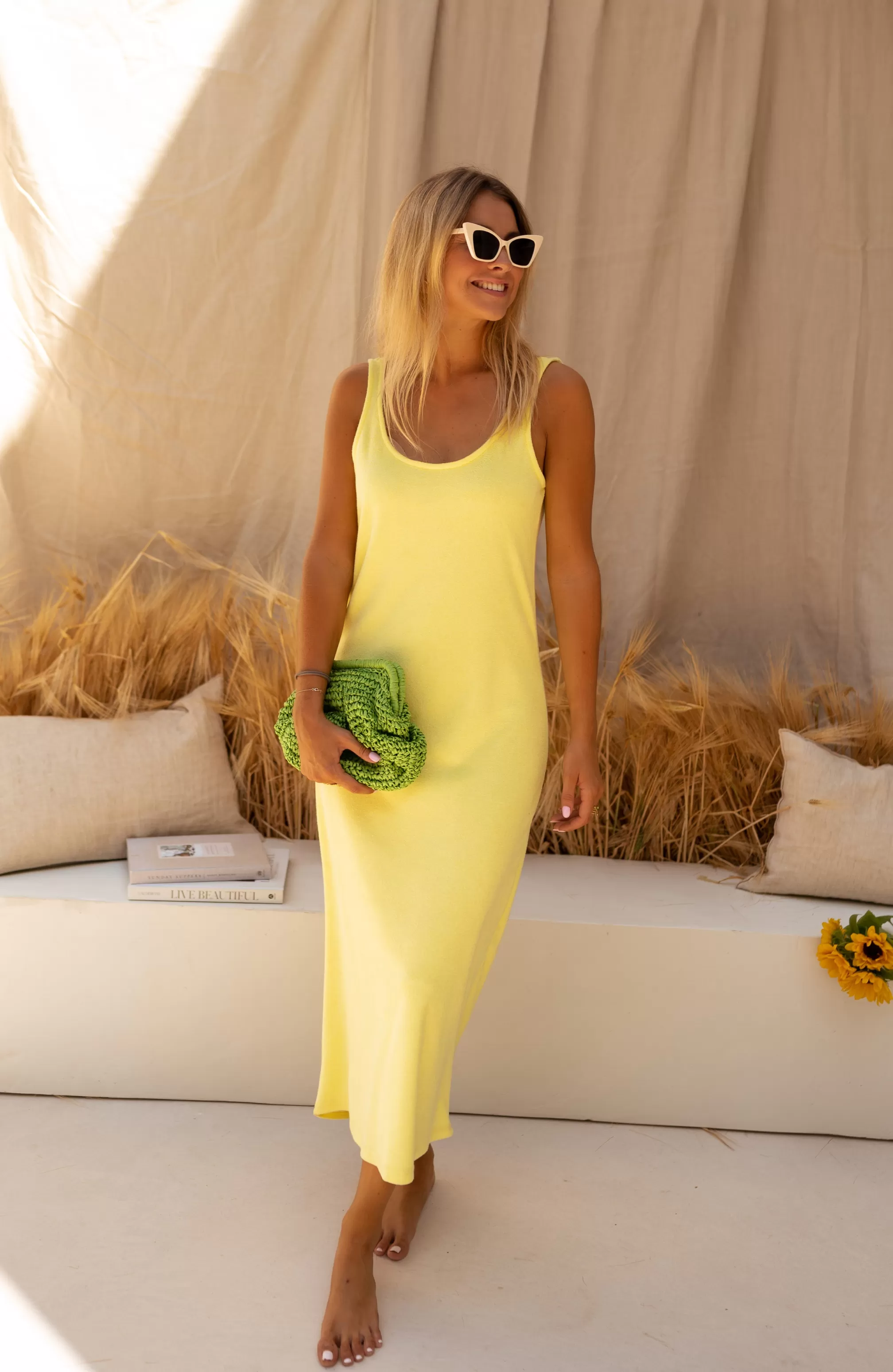 Green Raphia Bag - Jerry - Interior Pocket - Accessories-Easy Clothes Online