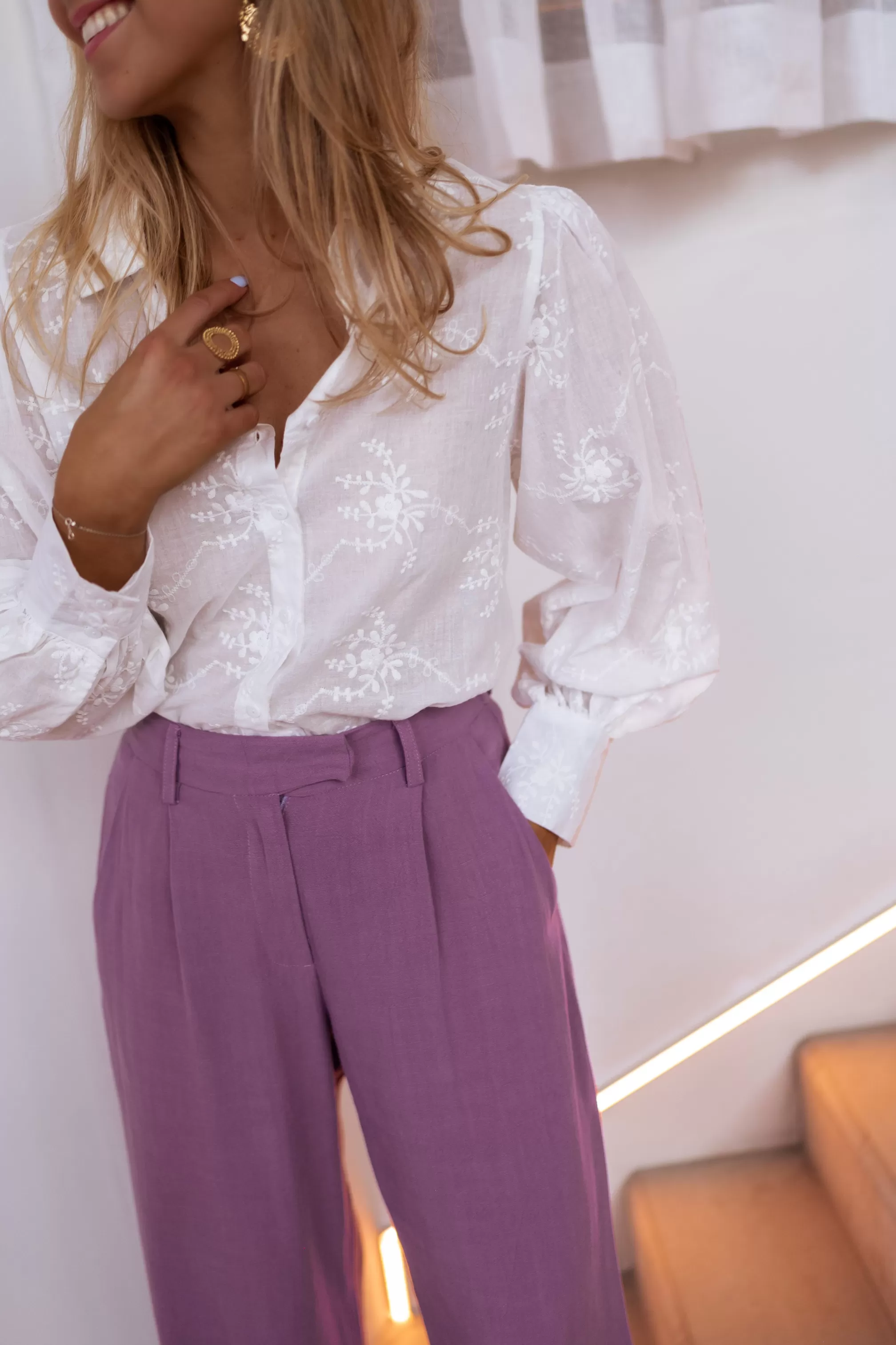 Jolane Shirt Ecru Embroidered | Transparent Embroidered Shirt | Ready To-Porter Online | -Easy Clothes Best