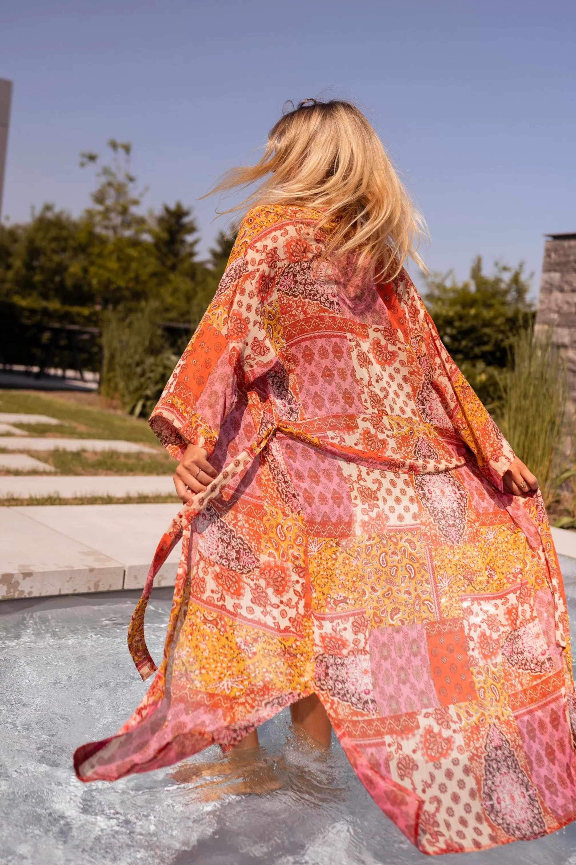Kimono Omera Pink And Orange Patterned | Beach Kimono | Ready To-Porter Online | -Easy Clothes Clearance