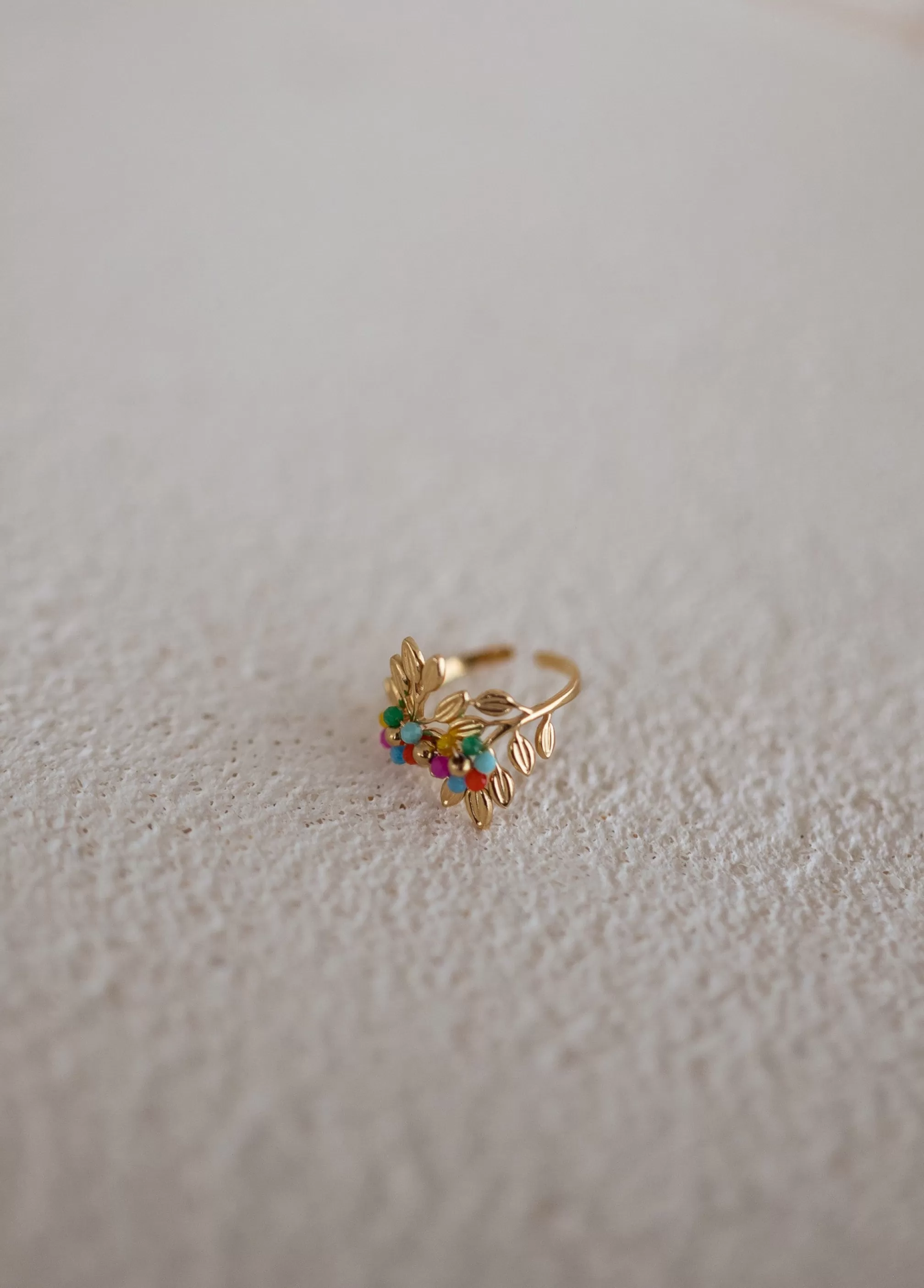 Leaf Ring Golden | Pearls Colorful | -Easy Clothes Fashion
