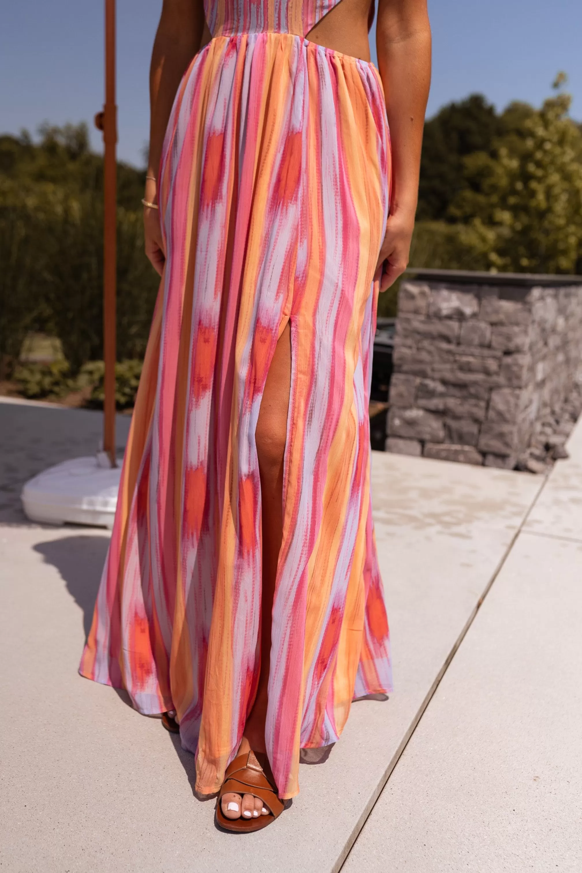 Long DressEmylia Orange And Pink | Dress Colorful Summer | Ready To-Porter Online | -Easy Clothes Best