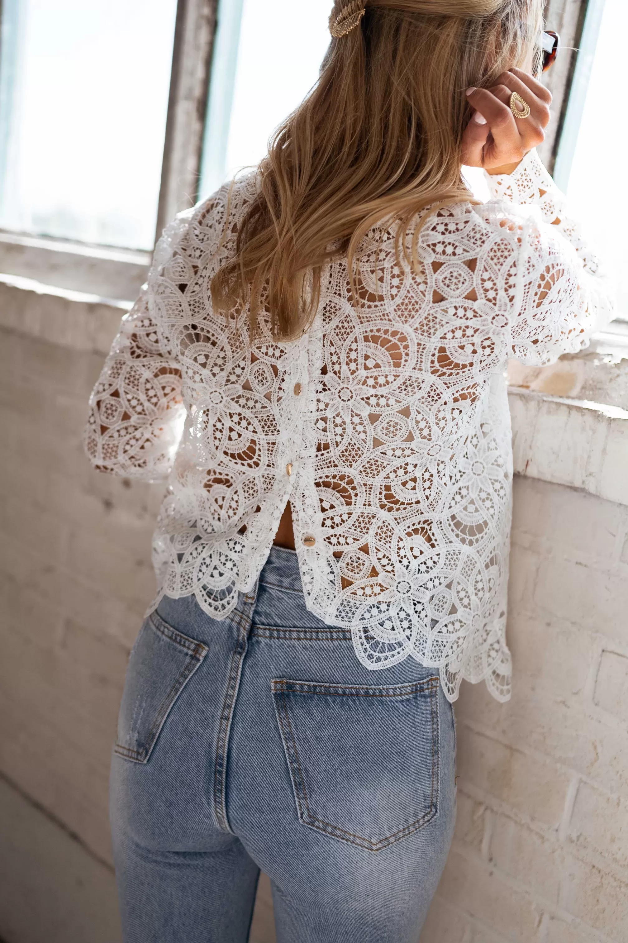 Manuela Blouse Ecru In Lace | Right Blouse Performed | Ready To-Porter Online | -Easy Clothes Hot