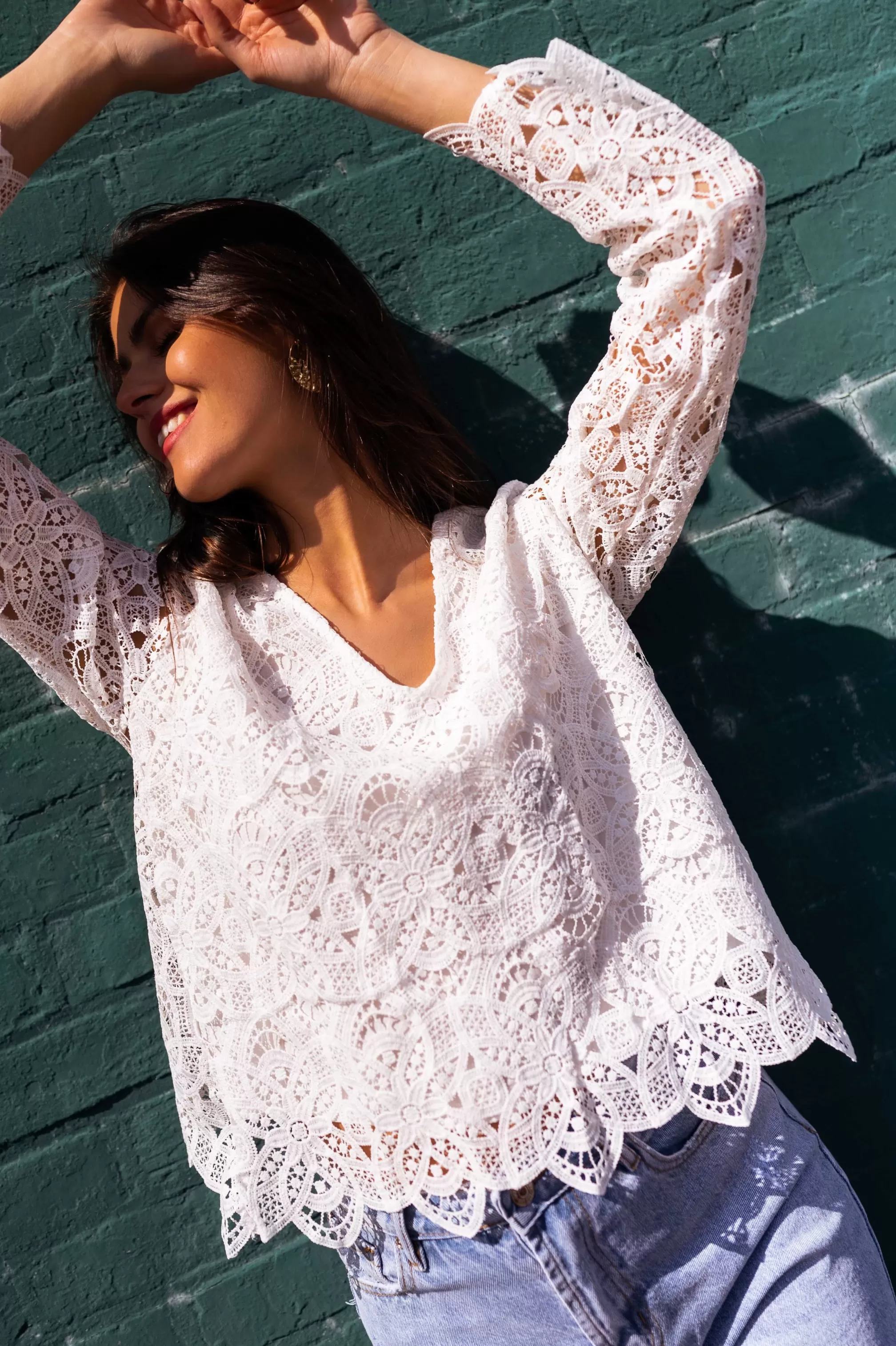 Manuela Blouse Ecru In Lace | Right Blouse Performed | Ready To-Porter Online | -Easy Clothes Hot