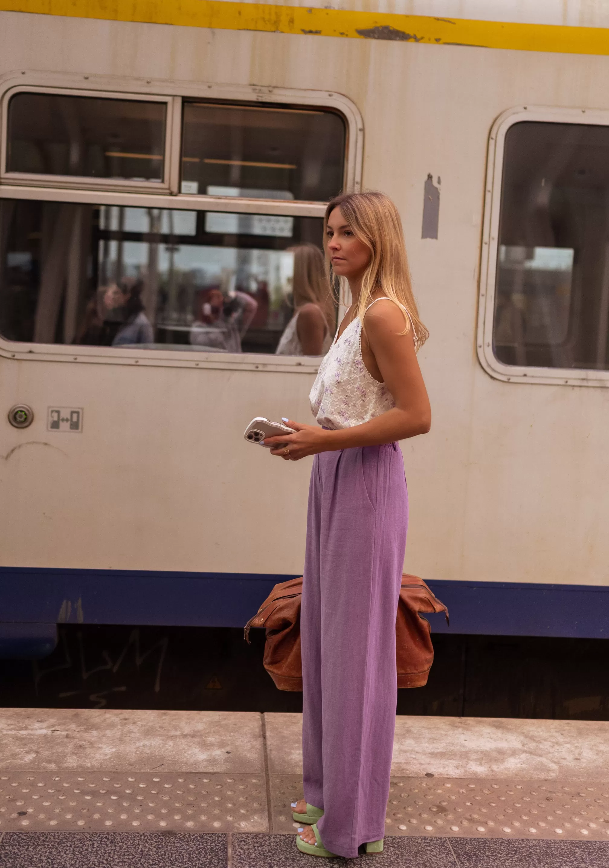 Pants Joey Purple Linen | Pants Wide Linen | Ready To-Porter Online | -Easy Clothes Online