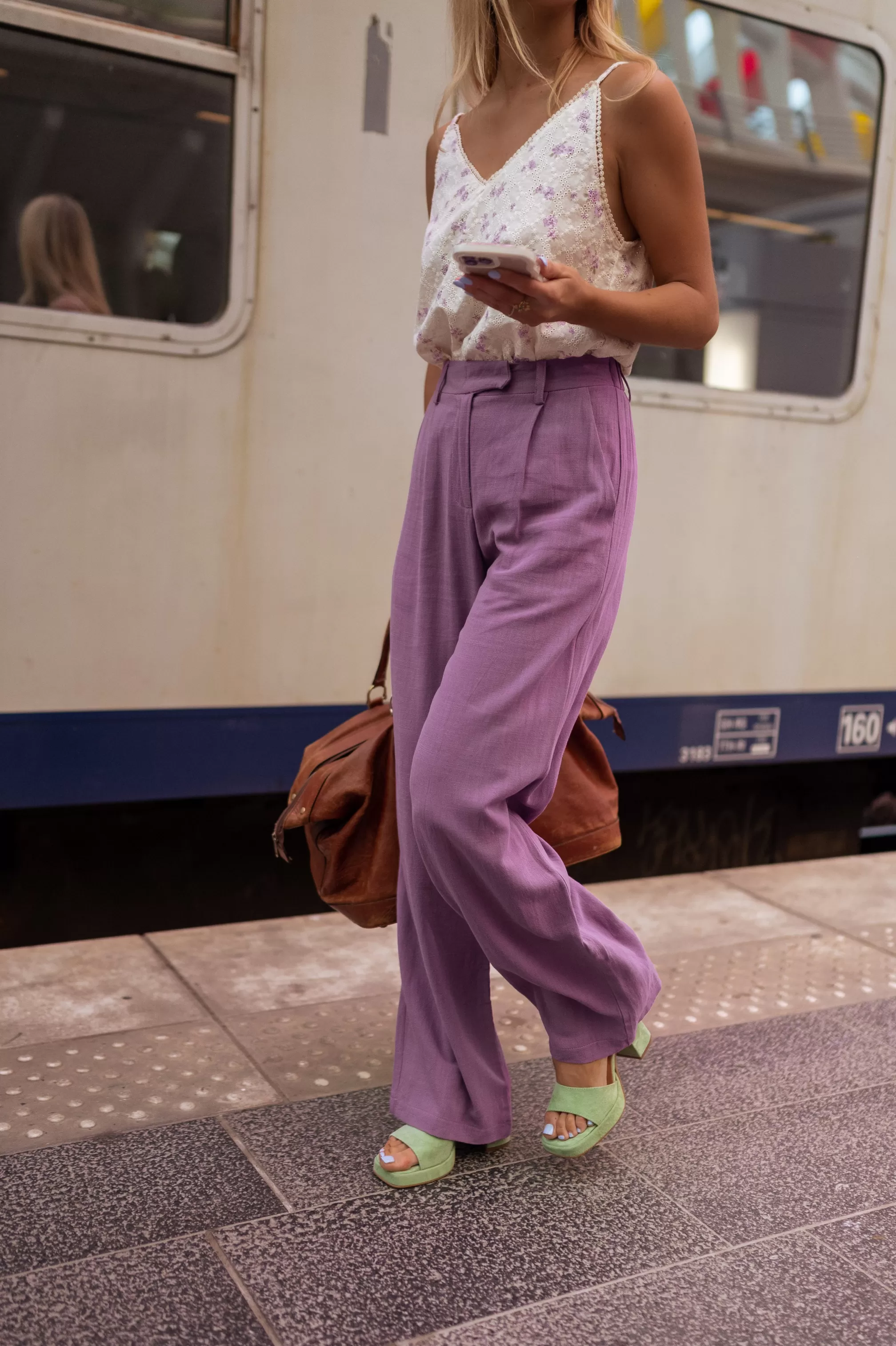 Pants Joey Purple Linen | Pants Wide Linen | Ready To-Porter Online | -Easy Clothes Online