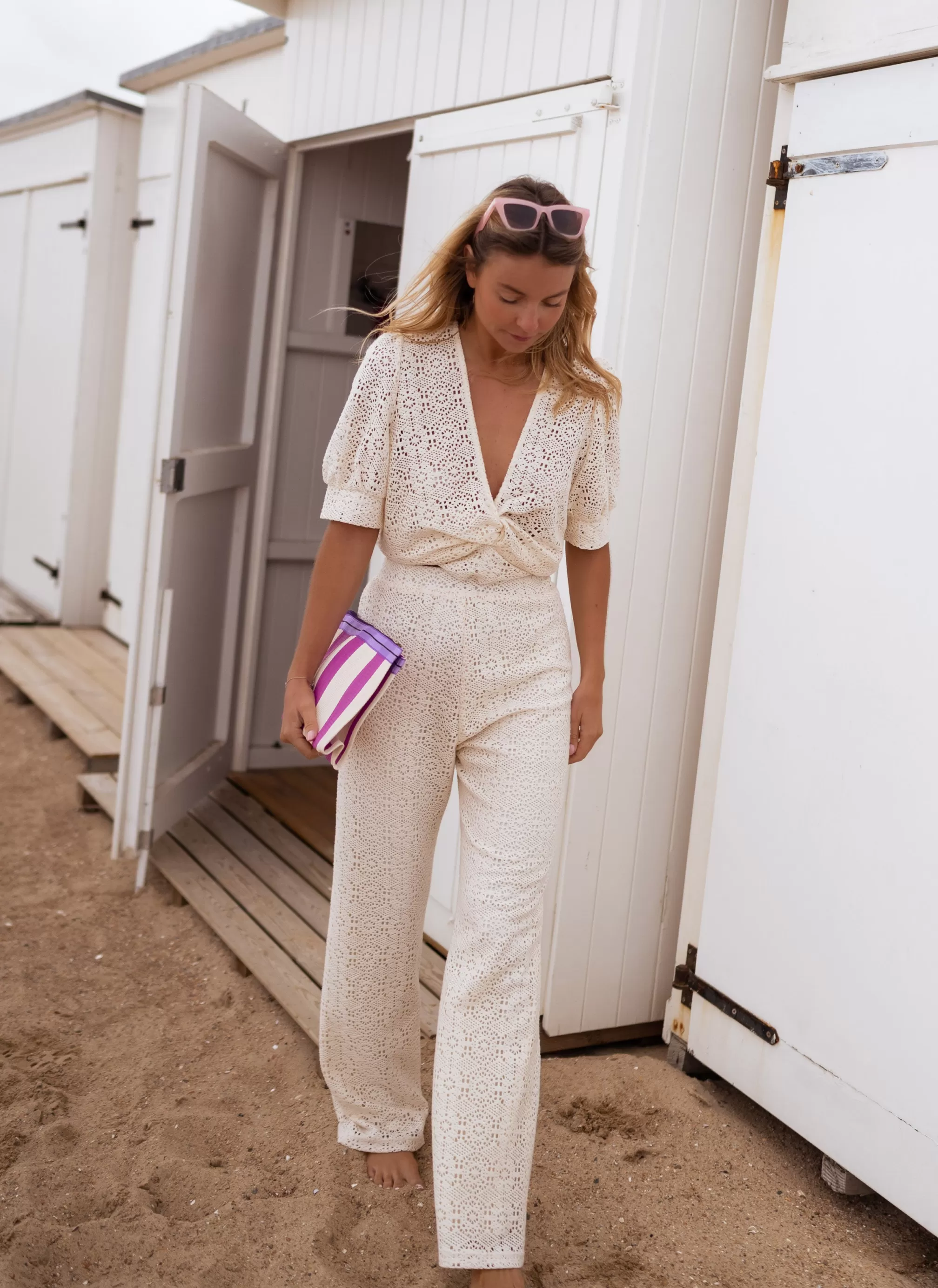 Pants Louis Ecru In Embroidery | Pants Lace Effect Embroidered | Ready To-Porter Online | -Easy Clothes Fashion