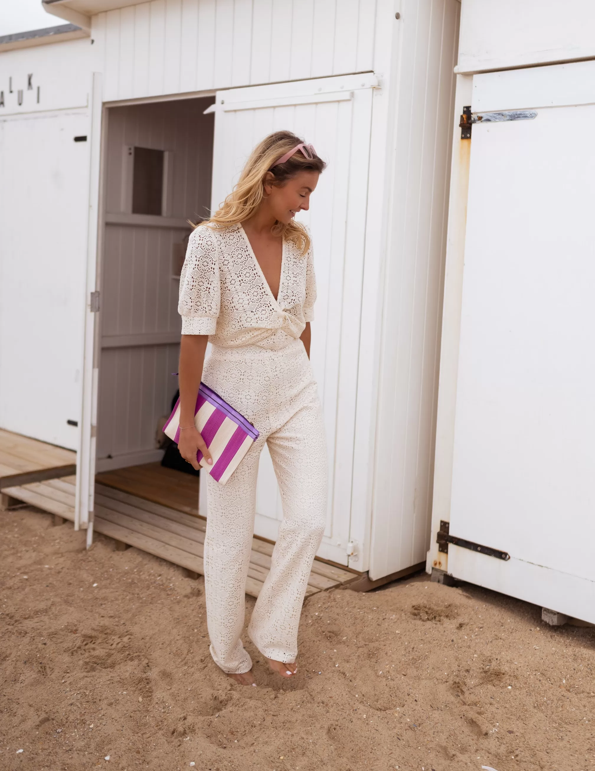 Pants Louis Ecru In Embroidery | Pants Lace Effect Embroidered | Ready To-Porter Online | -Easy Clothes Fashion