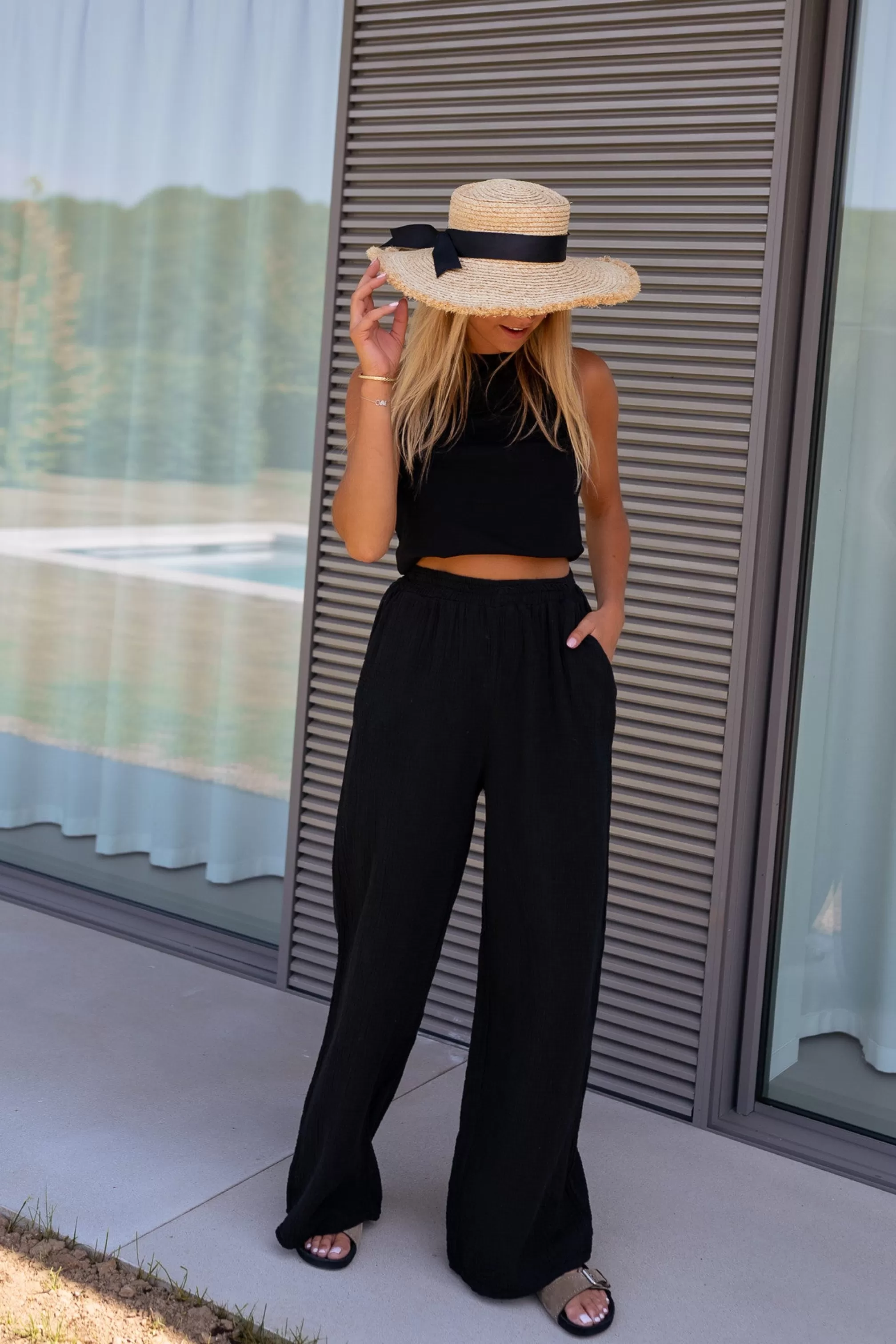 Pants Shiva Black In CONTON GAUZE | Pants Loose Of Cotton | Ready To-Porter Online | -Easy Clothes Cheap