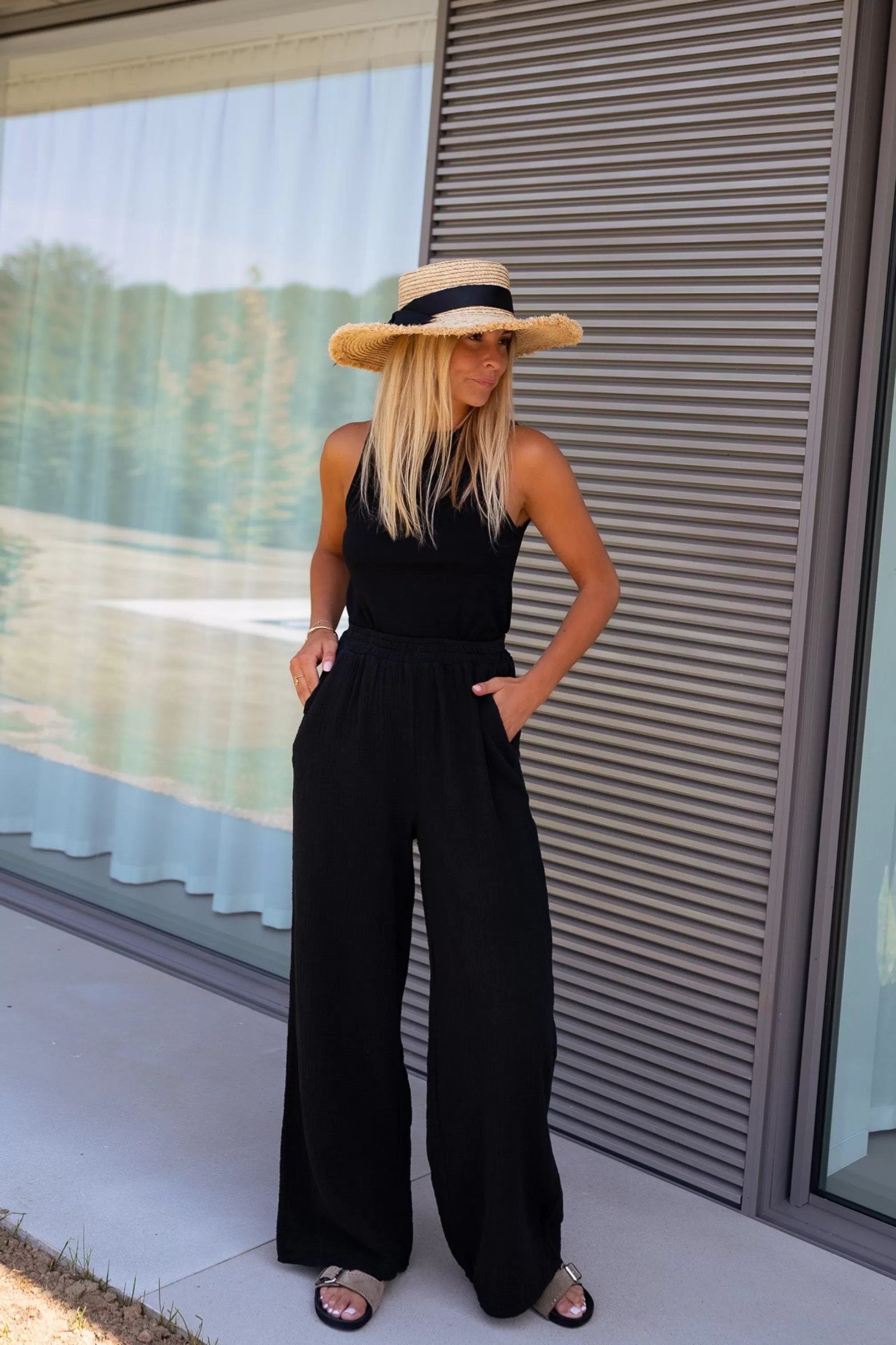 Pants Shiva Black In CONTON GAUZE | Pants Loose Of Cotton | Ready To-Porter Online | -Easy Clothes Cheap