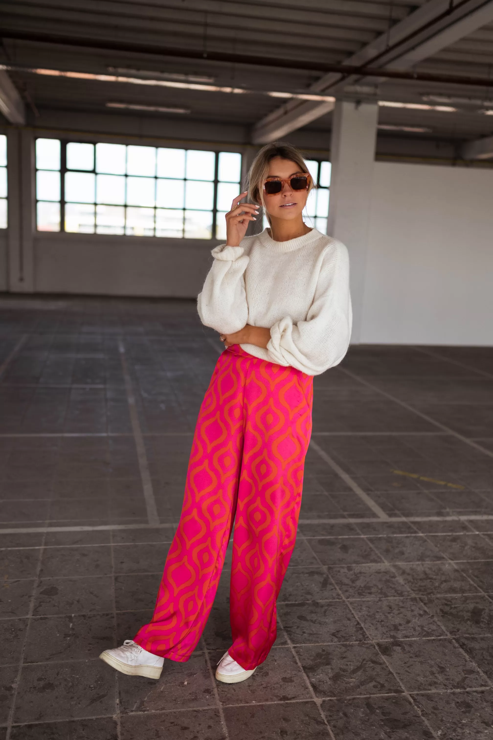 Pants Thaly Pink With Patterns Oranges | Pants Fluid Satin | Ready To-Porter Online | -Easy Clothes Hot