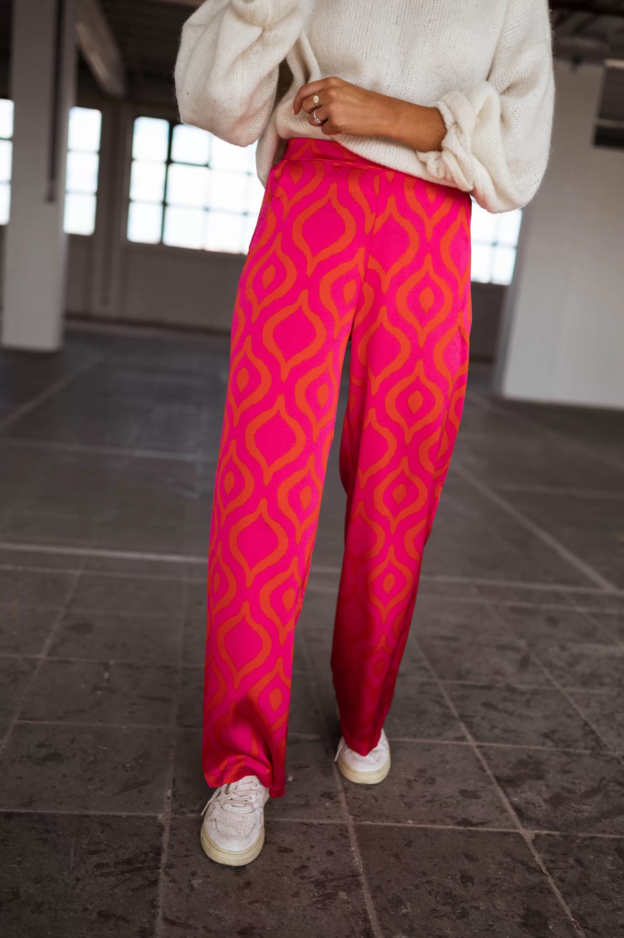 Pants Thaly Pink With Patterns Oranges | Pants Fluid Satin | Ready To-Porter Online | -Easy Clothes Hot