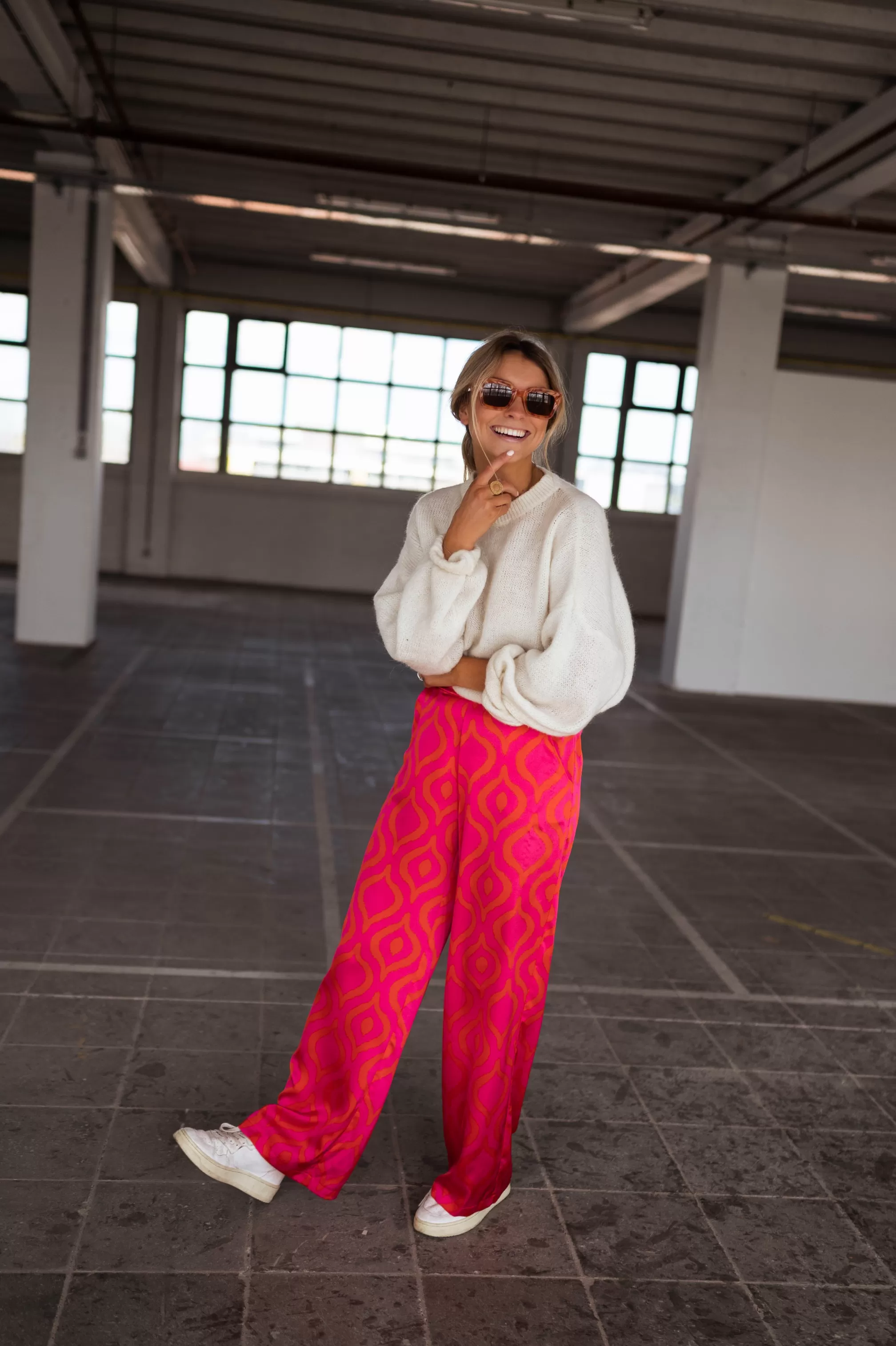 Pants Thaly Pink With Patterns Oranges | Pants Fluid Satin | Ready To-Porter Online | -Easy Clothes Hot