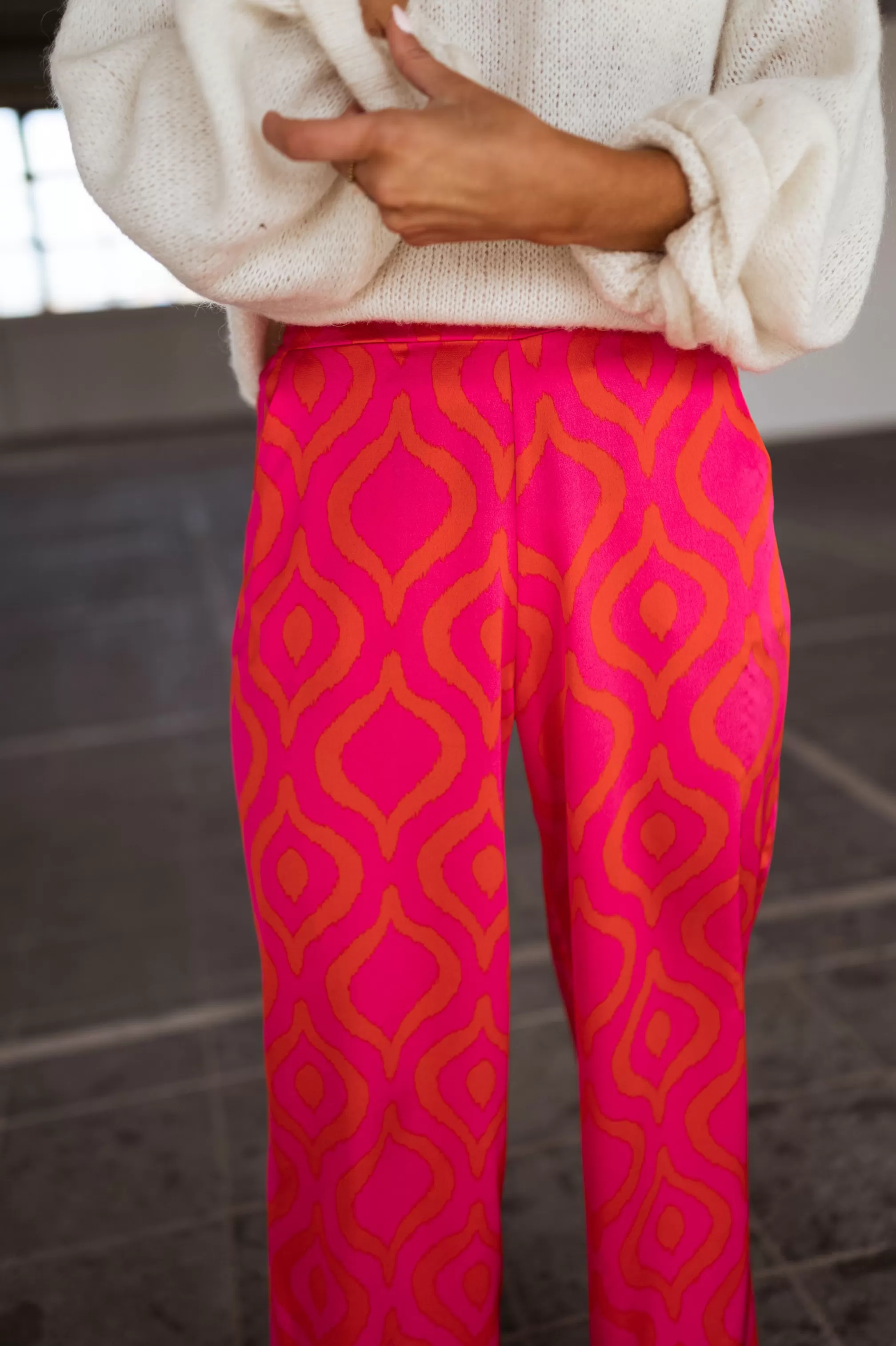 Pants Thaly Pink With Patterns Oranges | Pants Fluid Satin | Ready To-Porter Online | -Easy Clothes Hot