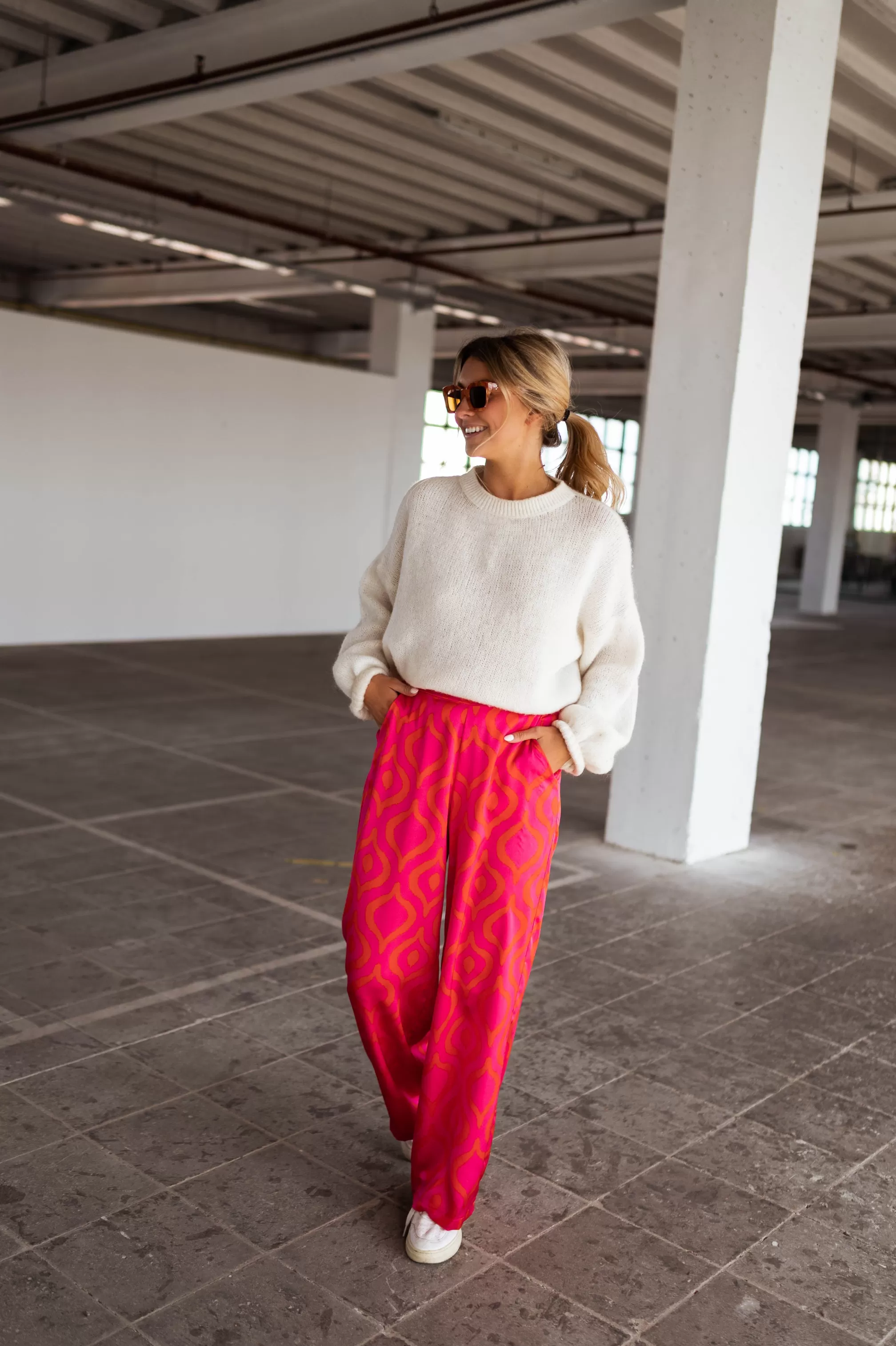 Pants Thaly Pink With Patterns Oranges | Pants Fluid Satin | Ready To-Porter Online | -Easy Clothes Hot