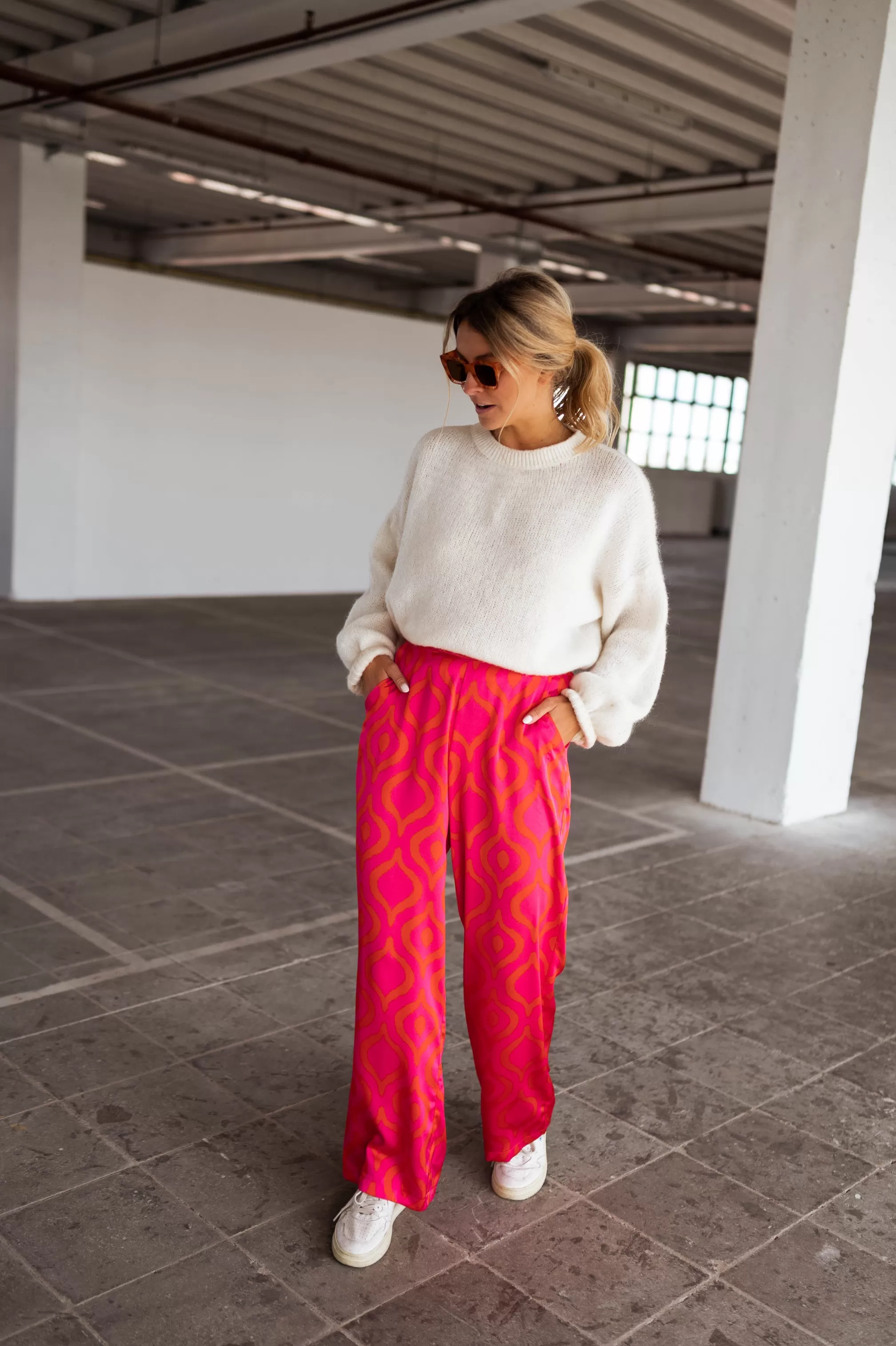 Pants Thaly Pink With Patterns Oranges | Pants Fluid Satin | Ready To-Porter Online | -Easy Clothes Hot