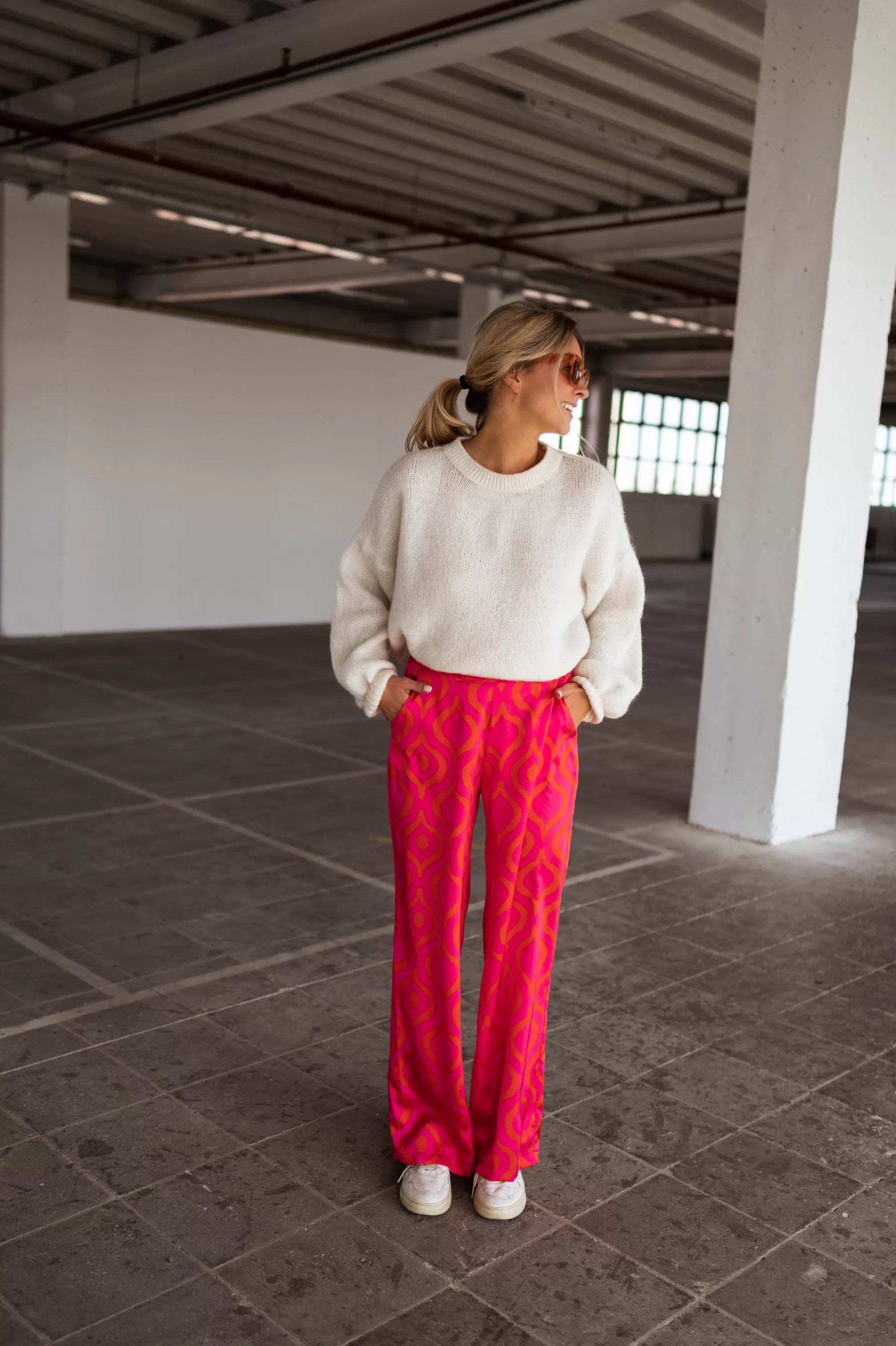 Pants Thaly Pink With Patterns Oranges | Pants Fluid Satin | Ready To-Porter Online | -Easy Clothes Hot