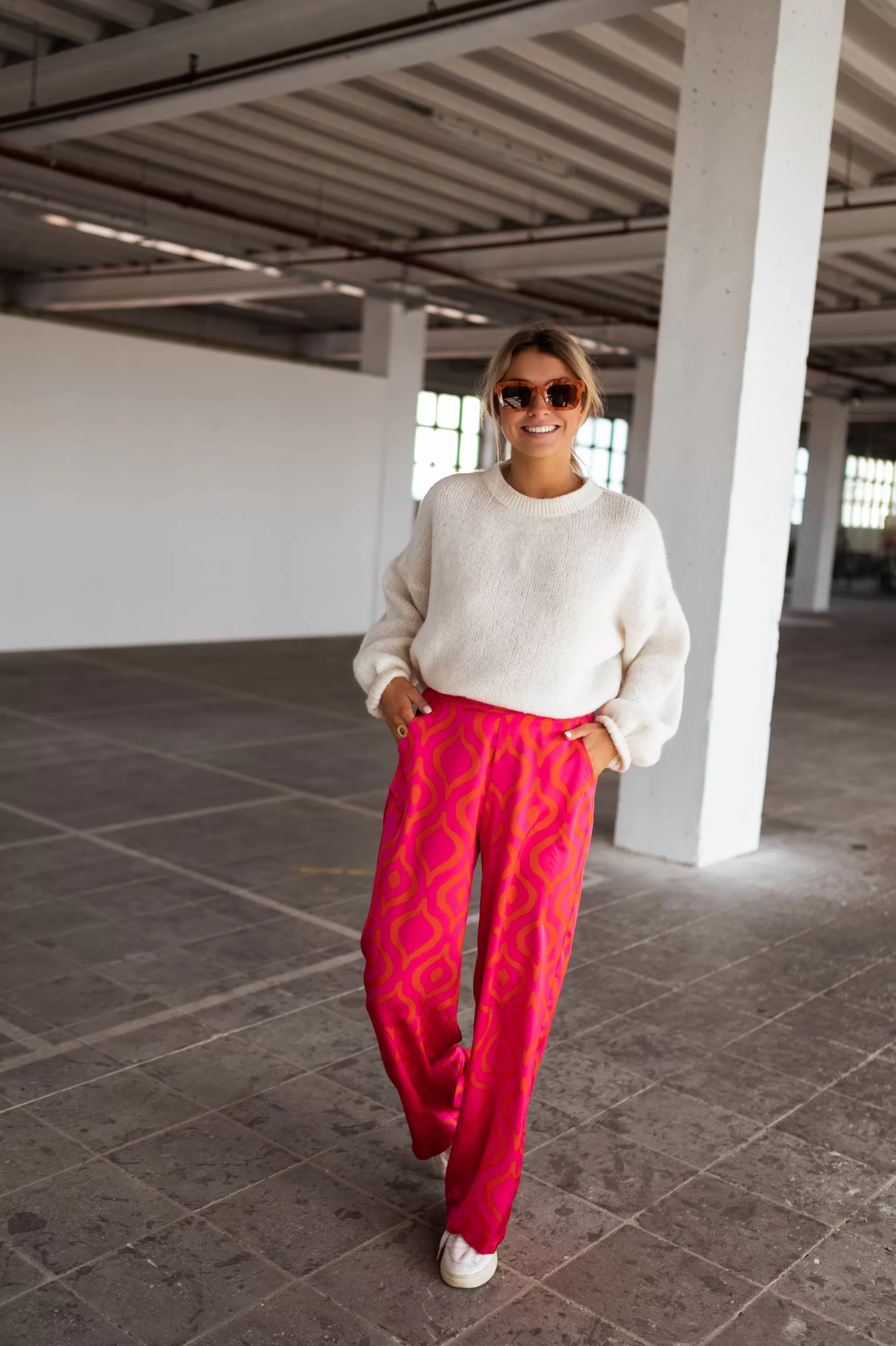 Pants Thaly Pink With Patterns Oranges | Pants Fluid Satin | Ready To-Porter Online | -Easy Clothes Hot