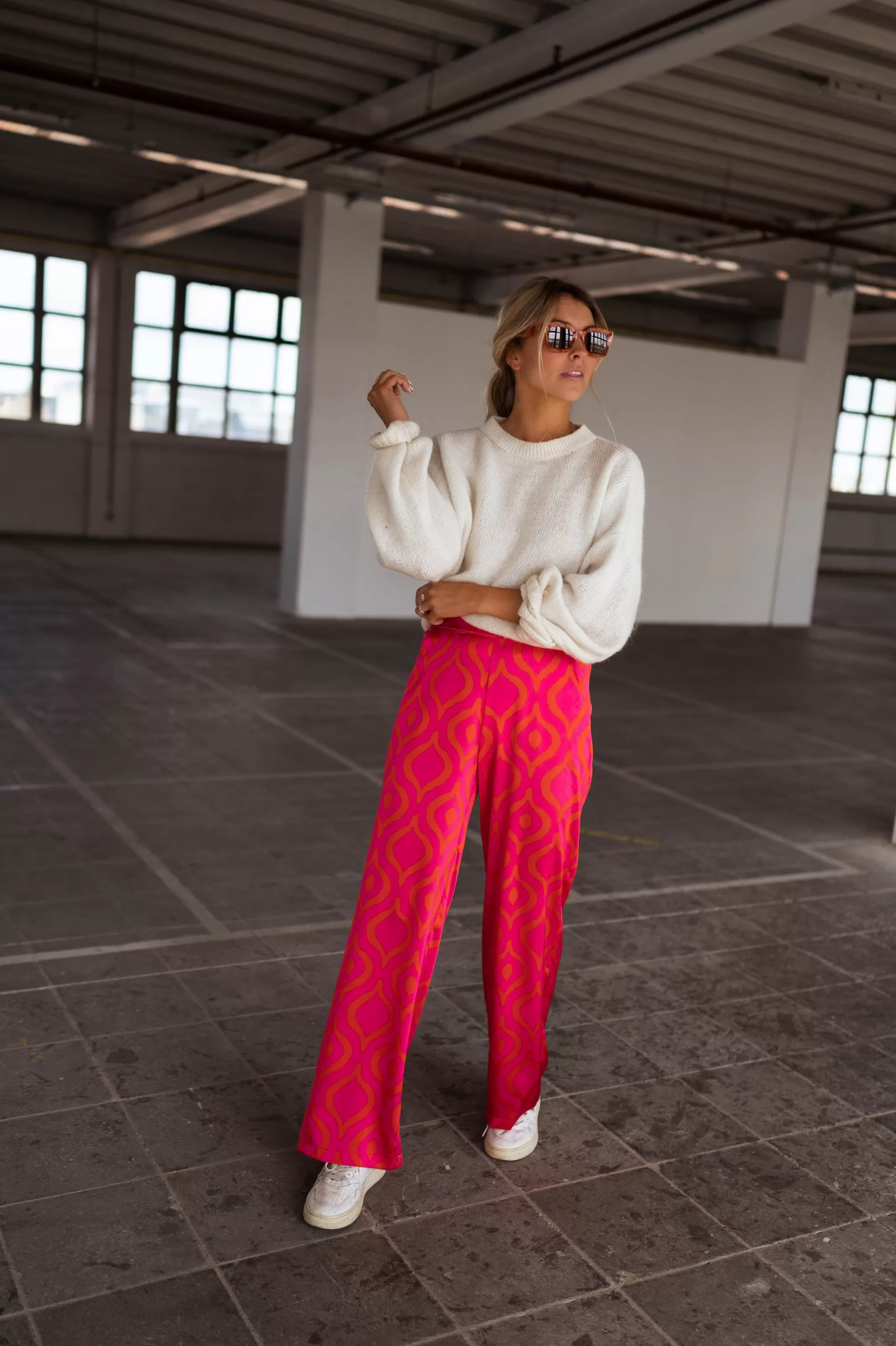 Pants Thaly Pink With Patterns Oranges | Pants Fluid Satin | Ready To-Porter Online | -Easy Clothes Hot