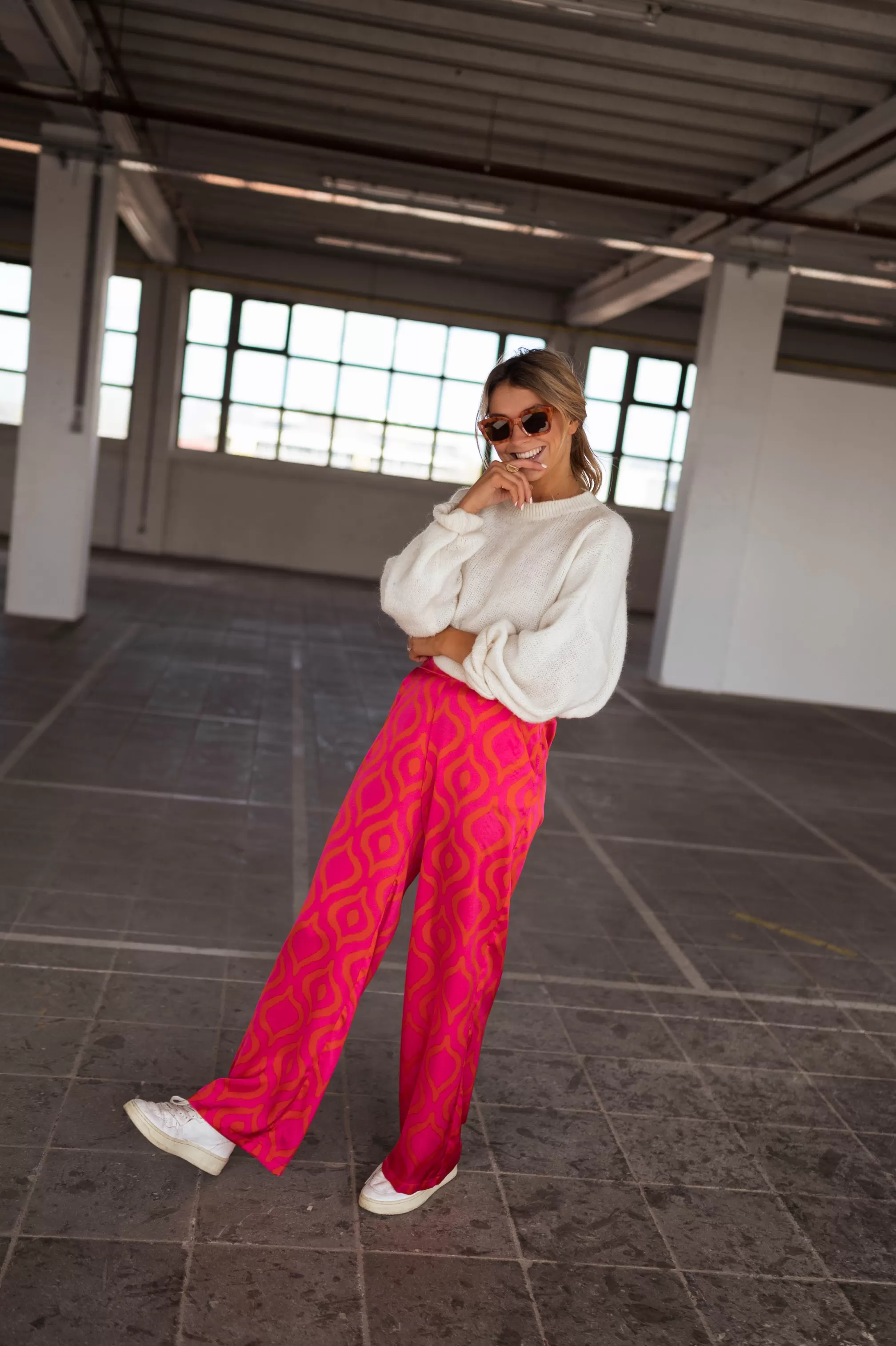 Pants Thaly Pink With Patterns Oranges | Pants Fluid Satin | Ready To-Porter Online | -Easy Clothes Hot