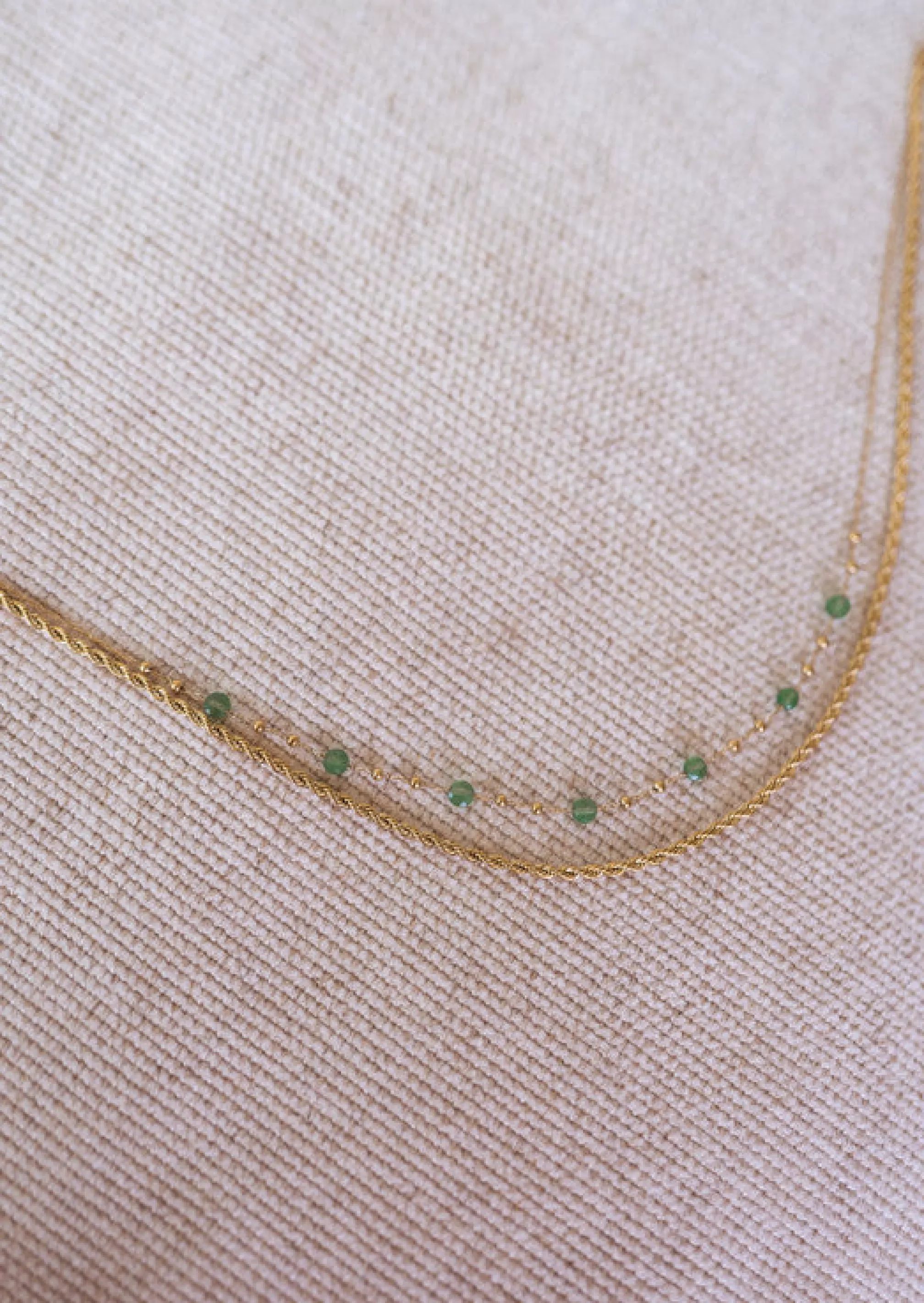 PRUDA Necklace Golden And Green | Double Collar-Rows | Ready To-Porter Online | -Easy Clothes Outlet