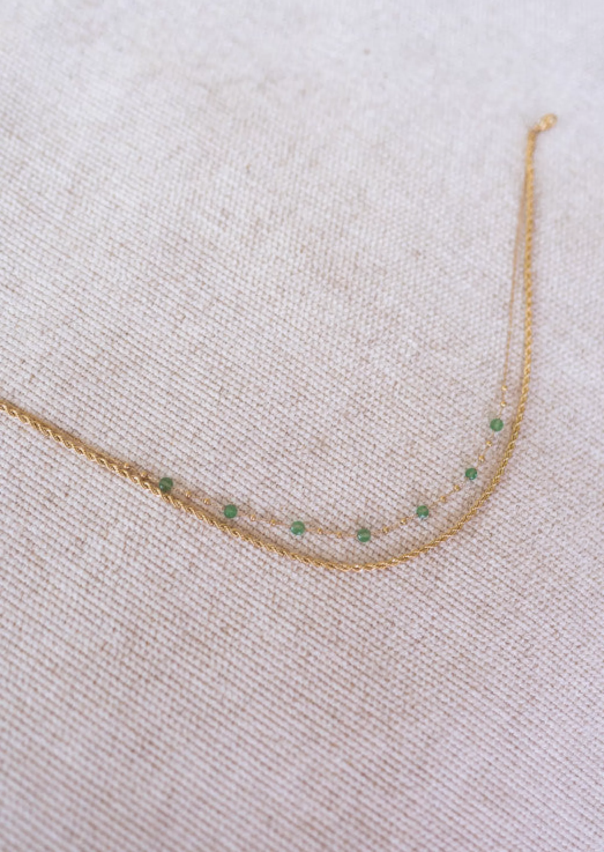 PRUDA Necklace Golden And Green | Double Collar-Rows | Ready To-Porter Online | -Easy Clothes Outlet