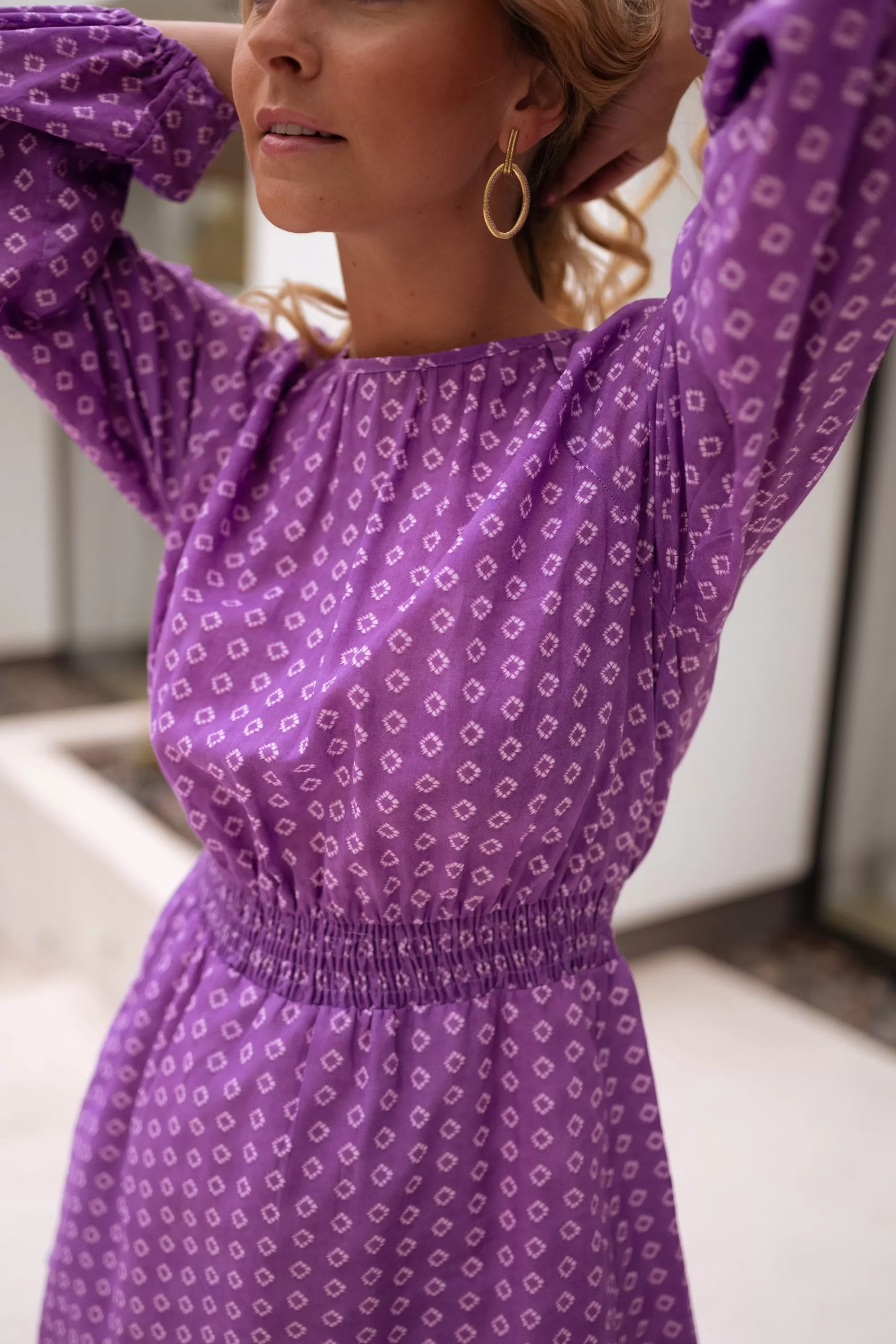 Robe Joly Mauve - CREATION | Robe Mauve Resserrée à La Taille | Prêt-à-porter En Ligne | -Easy Clothes Clearance