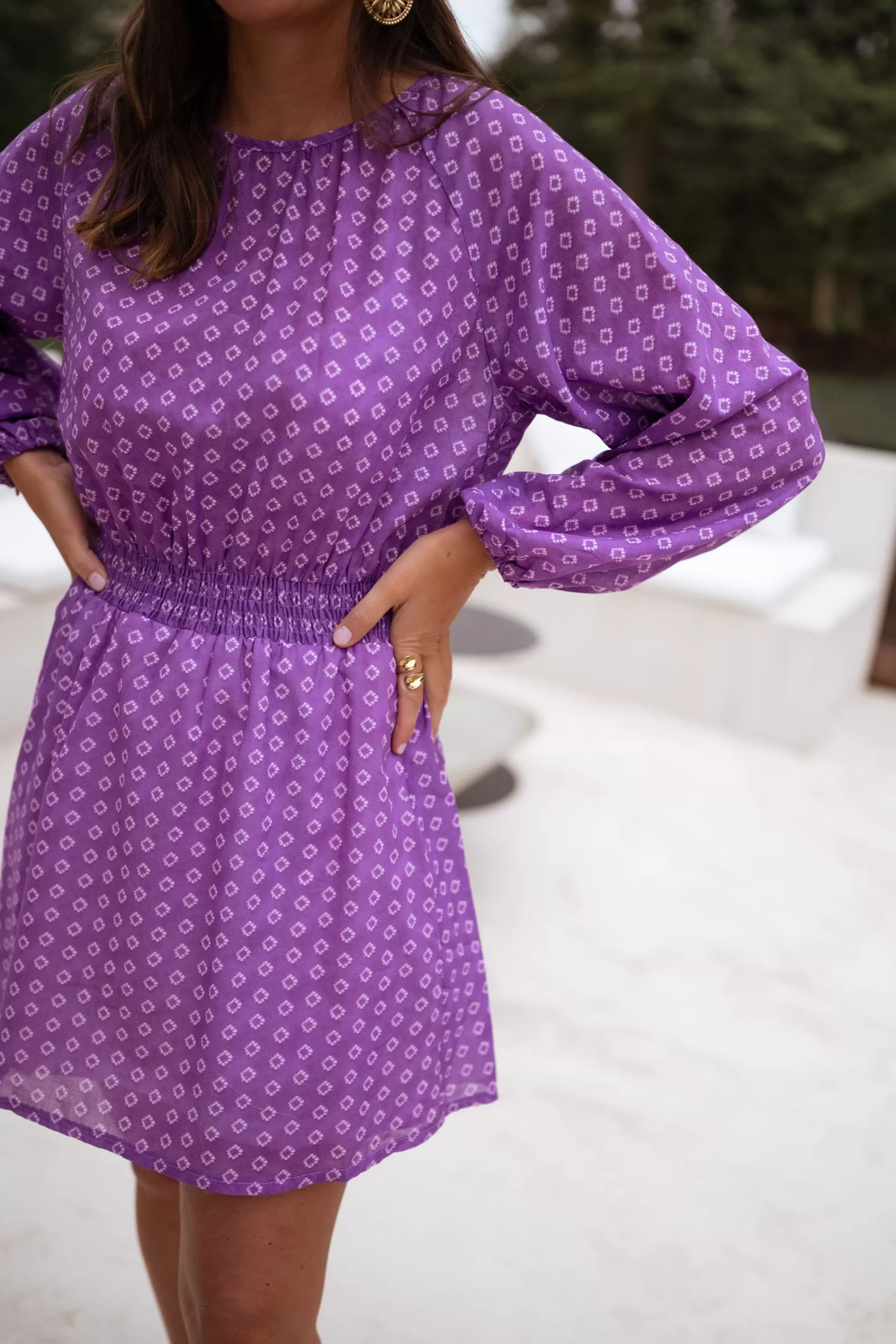 Robe Joly Mauve - CREATION | Robe Mauve Resserrée à La Taille | Prêt-à-porter En Ligne | -Easy Clothes Clearance