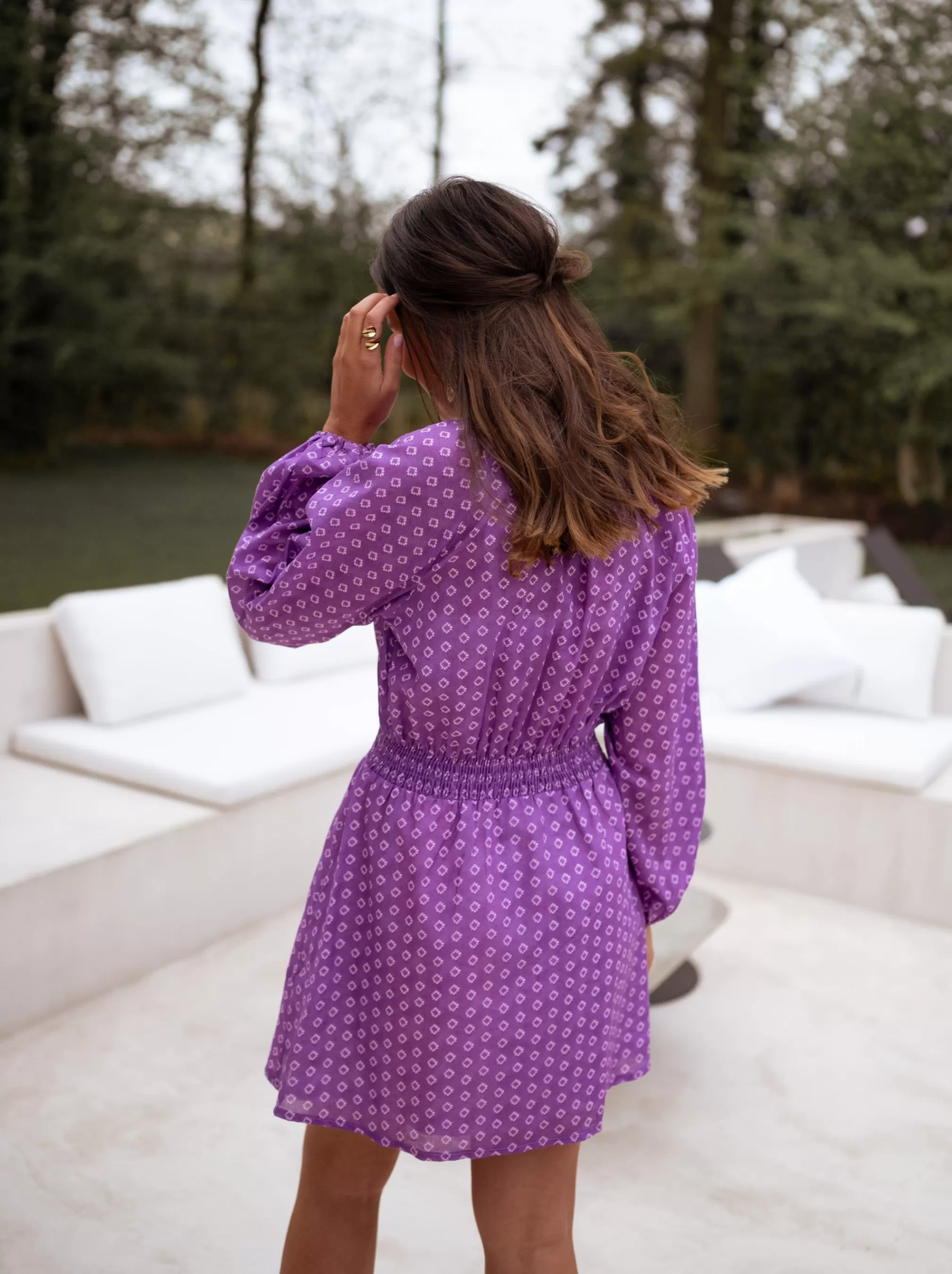 Robe Joly Mauve - CREATION | Robe Mauve Resserrée à La Taille | Prêt-à-porter En Ligne | -Easy Clothes Clearance