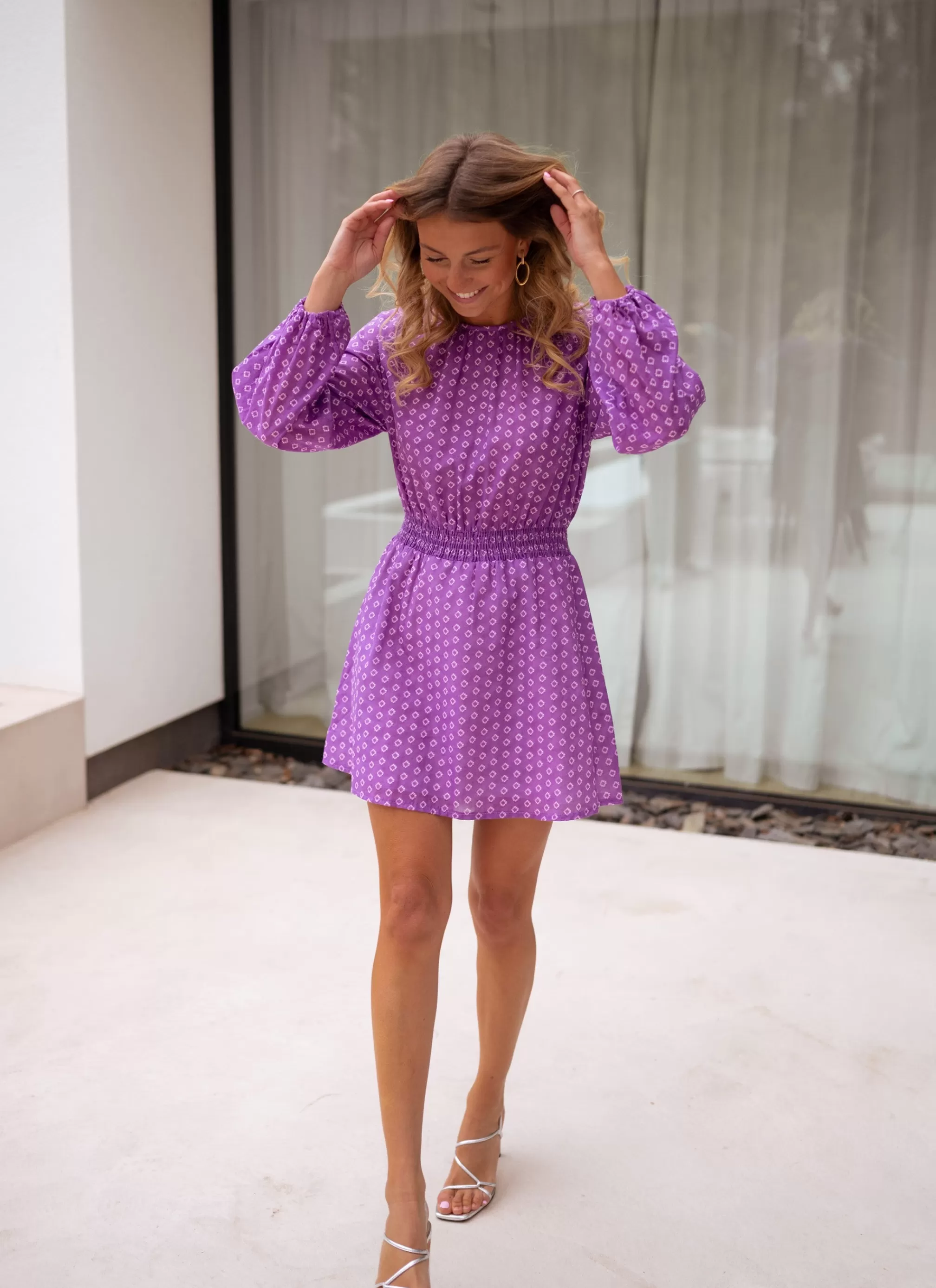 Robe Joly Mauve - CREATION | Robe Mauve Resserrée à La Taille | Prêt-à-porter En Ligne | -Easy Clothes Clearance