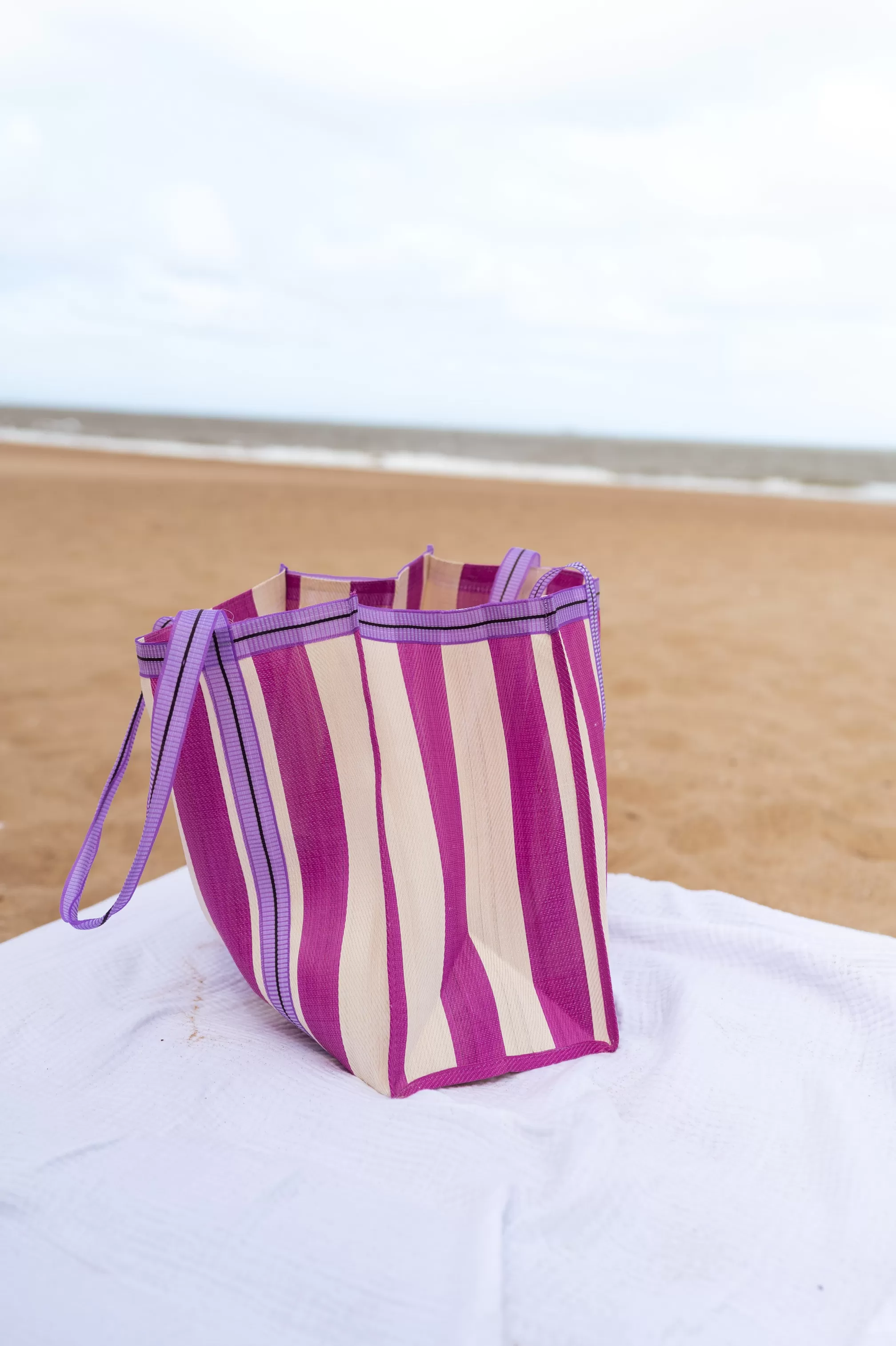 Sac Sevana à Lignes Rose | Sac De Plage Ligné | Prêt-à-porter En Ligne |  -Easy Clothes Best