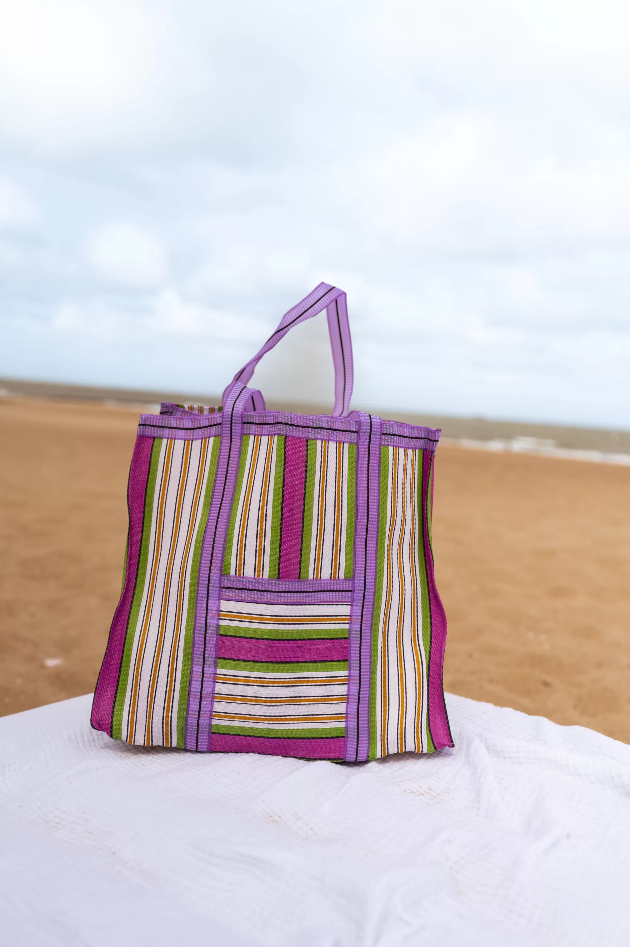 Sac Sevana à Lignes Vert | Sac De Plage Ligné | Prêt-à-porter En Ligne |  -Easy Clothes Online