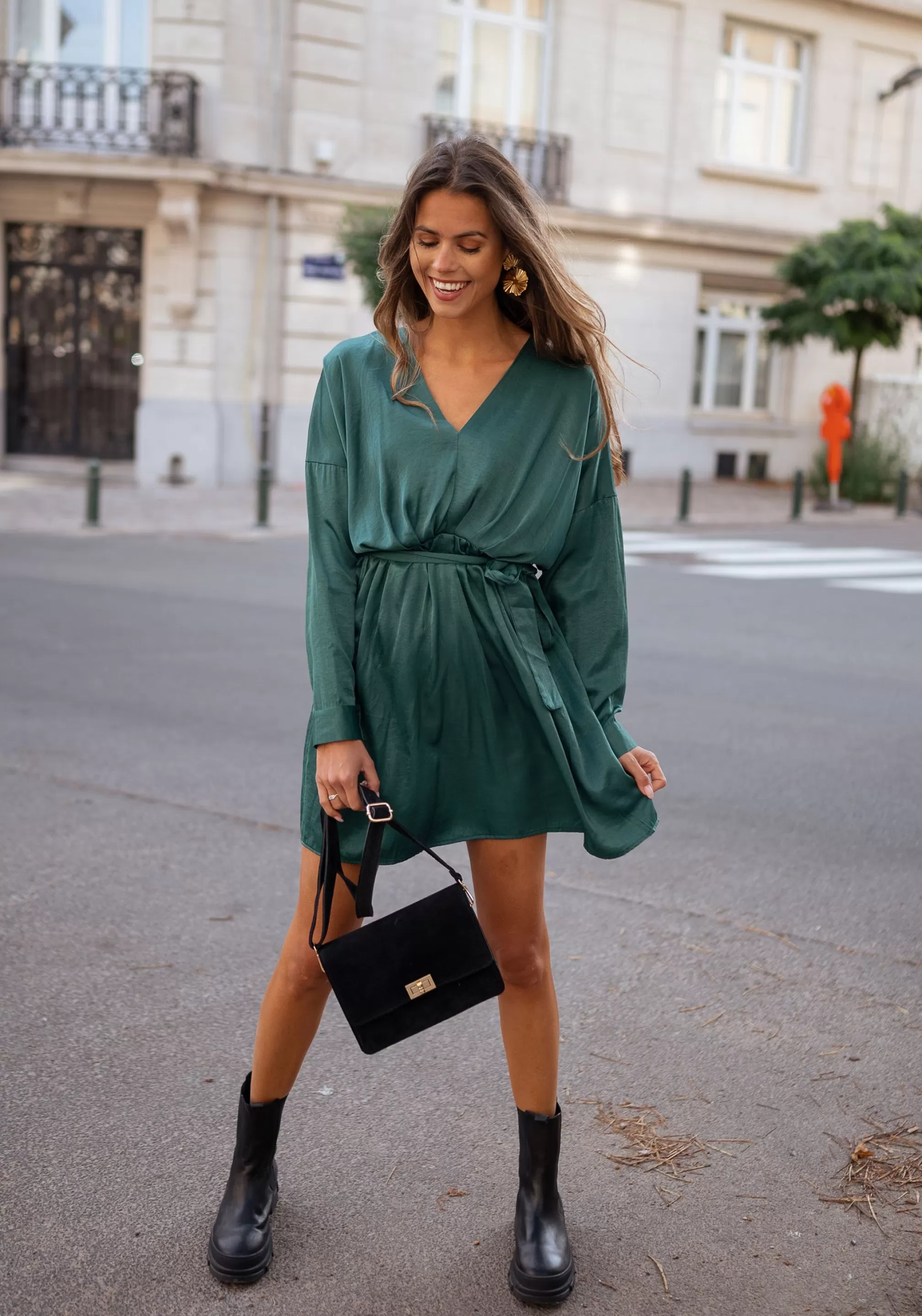 Sac Trika Noir En Daim | Sac à Bandoulière | Prêt-à-porter En Ligne | -Easy Clothes Discount